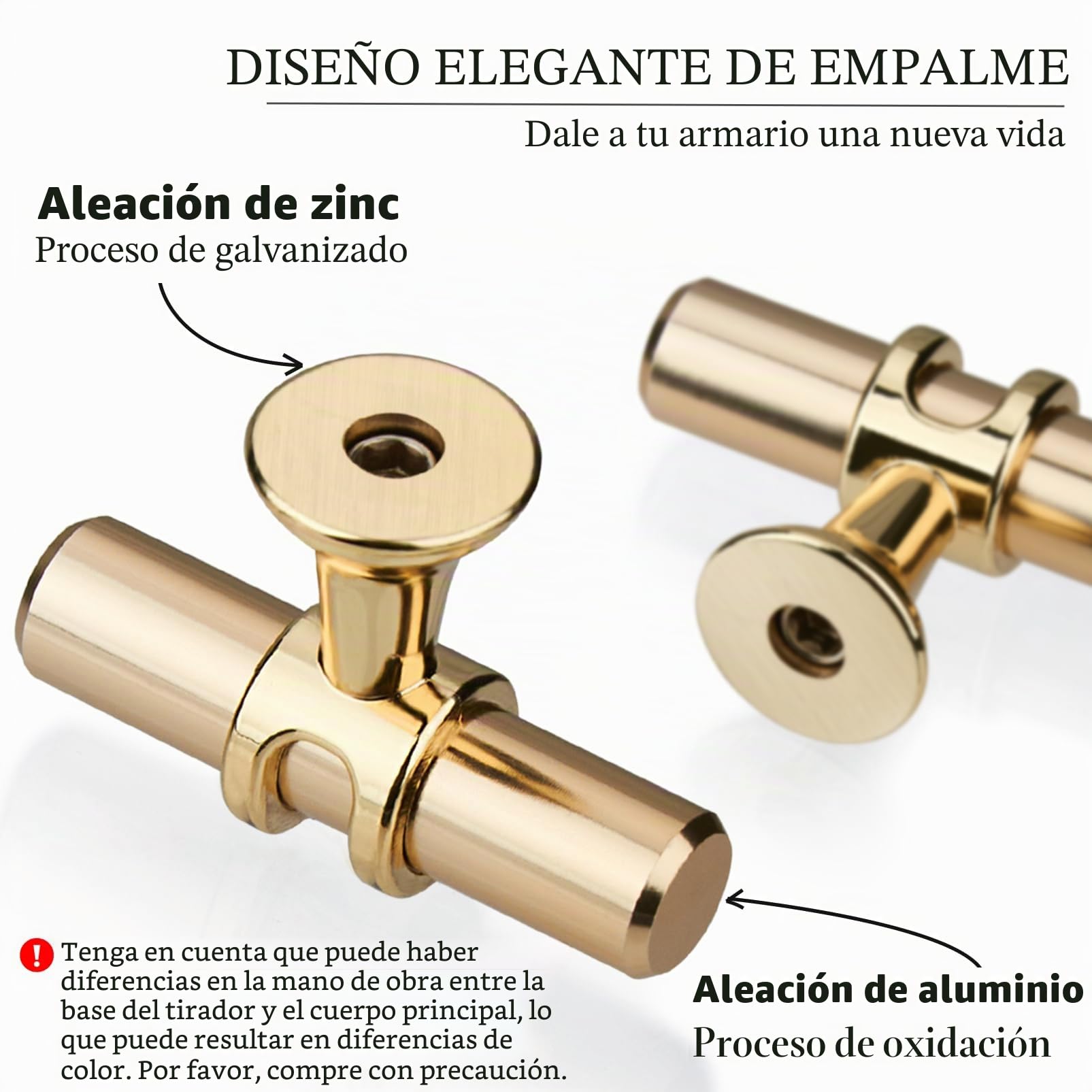 10 Piezas Dorado T Tiradores Cajones, Moderna Tirador Puerta Armario Solo Agujero Aleación de Zinc Sturdyy Tiradores Armarios Cocina Para Cajones Muebles Dormitorio Baño Con Tornillos