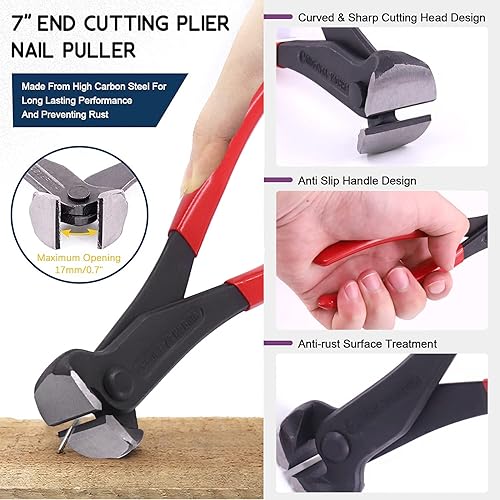 Miniatura 4 de Swpeet Juego de 4 herramientas para quitar grapas, tapicería y construcción, extractor de tachuelas de uñas en forma de U, removedor de alfombras,