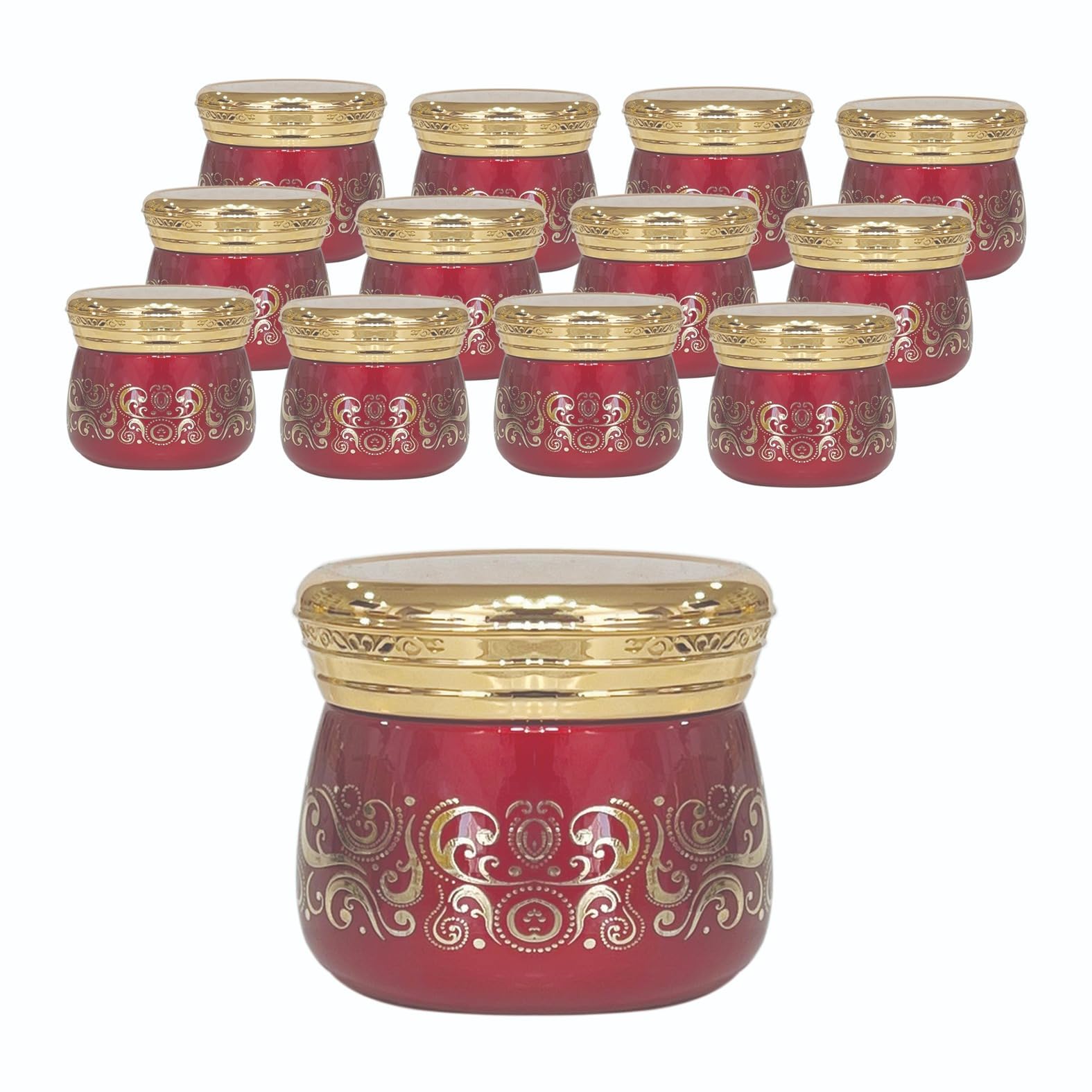 Paro Oud and Perfumes 12 Pcs Red glass Empty Bhakoor Jar sample container 100ml