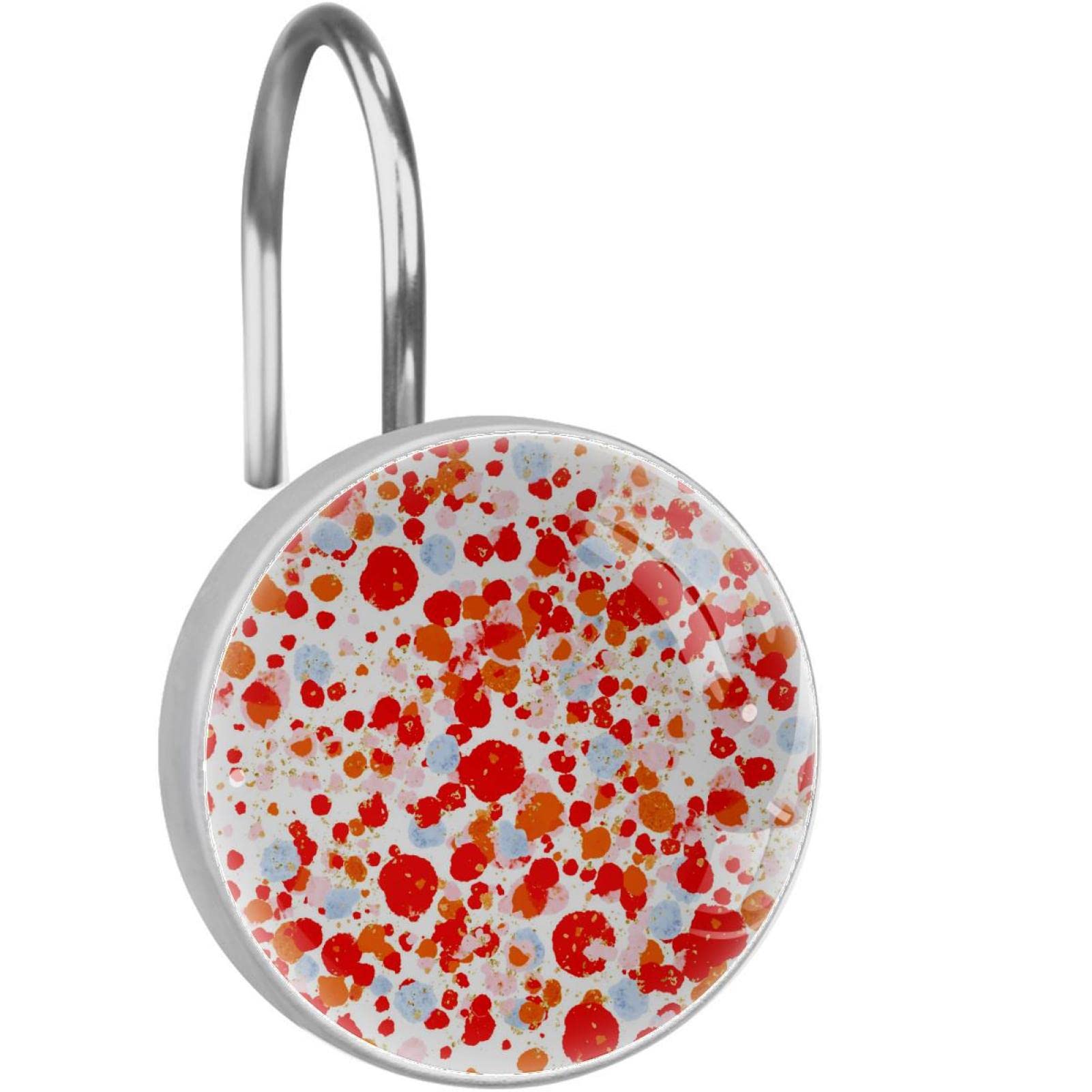 Crochets pour rideau de douche en inox : lot de 12 anneaux décoratifs à motif aquarelle unique