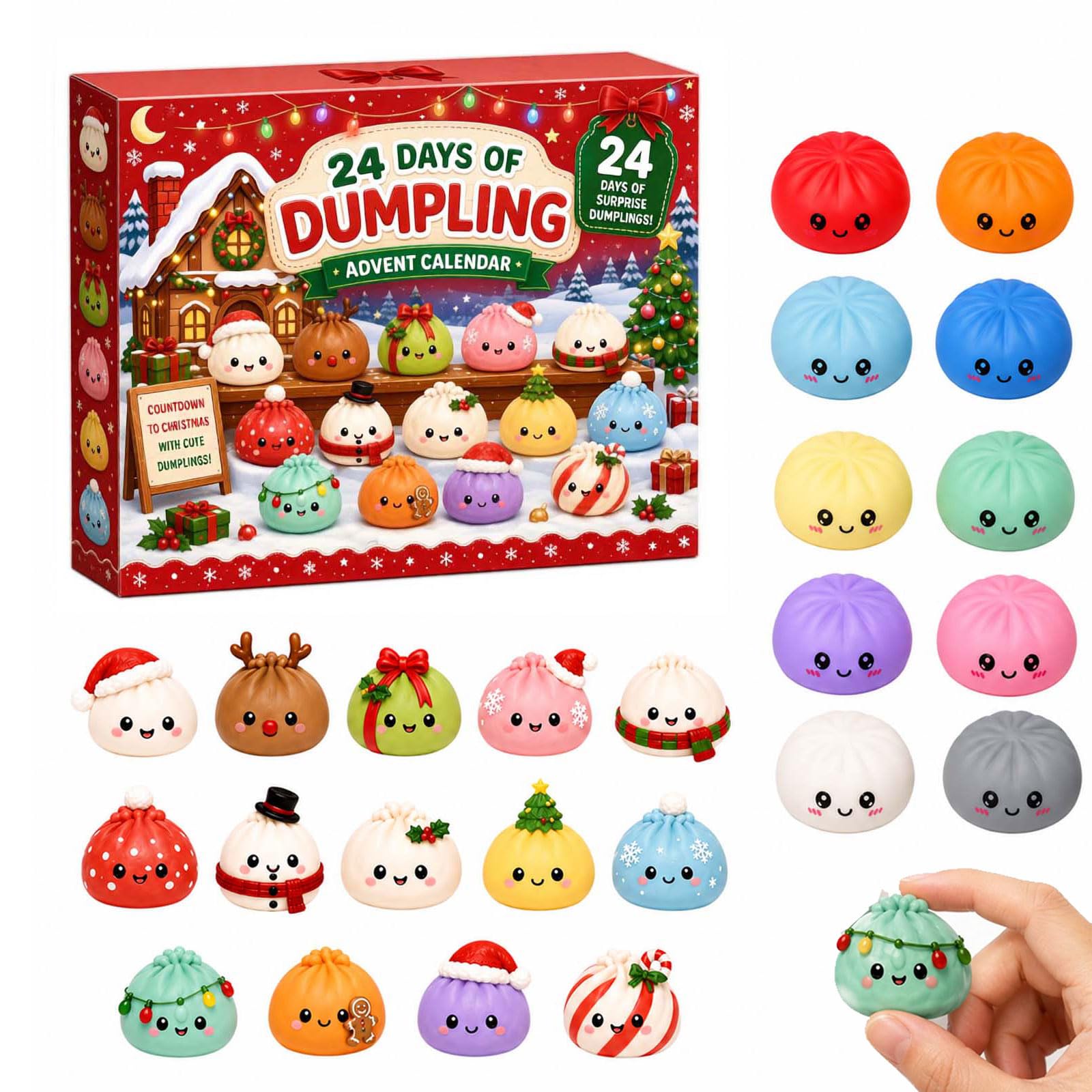 Christmas Dumpling Advent Calendar 2026,24 Day Mystery Countdown 𝚃𝚘𝚢，#A