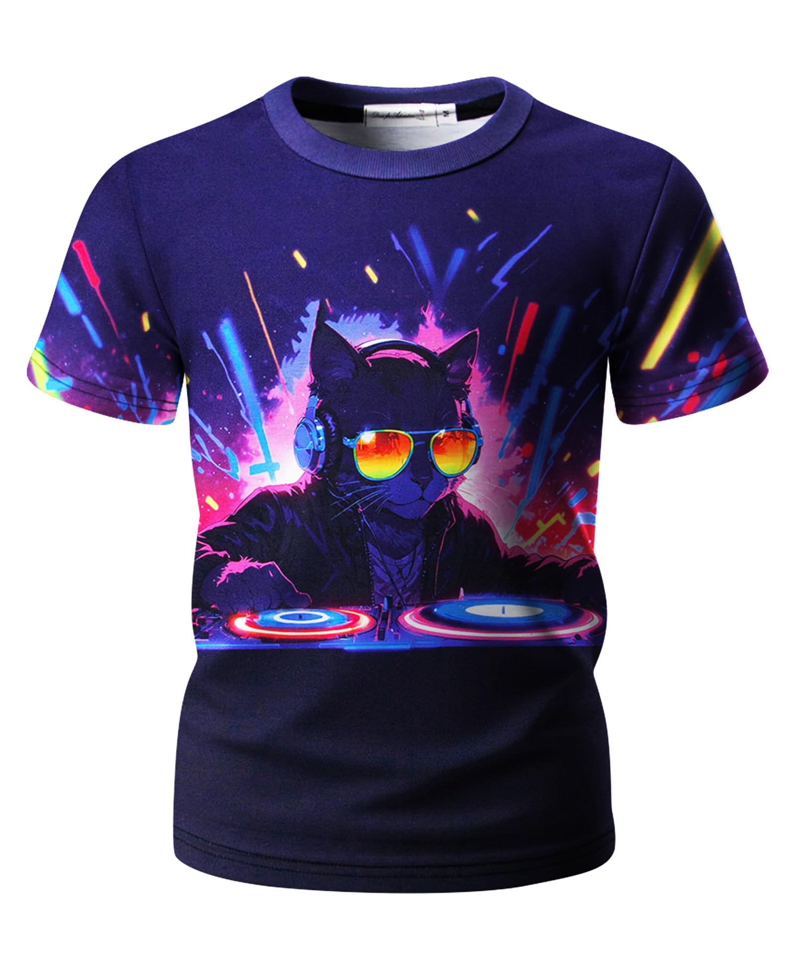 Weecreeture Kids Neon Graphic T-Shirt – Fun 3D Printed Short Sleeve Tees for Boys and Girls Ages 4-16