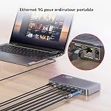 AV Access Docking Station Dual Monitor for Laptop & Desktop, KVM Switch 2 Monitors 2 Computers with Ethernet, EDID, 4K@60Hz Dual Display, 4xUSB, 1xUSB-C, Power Supply for Laptop, Audio, SD - 6