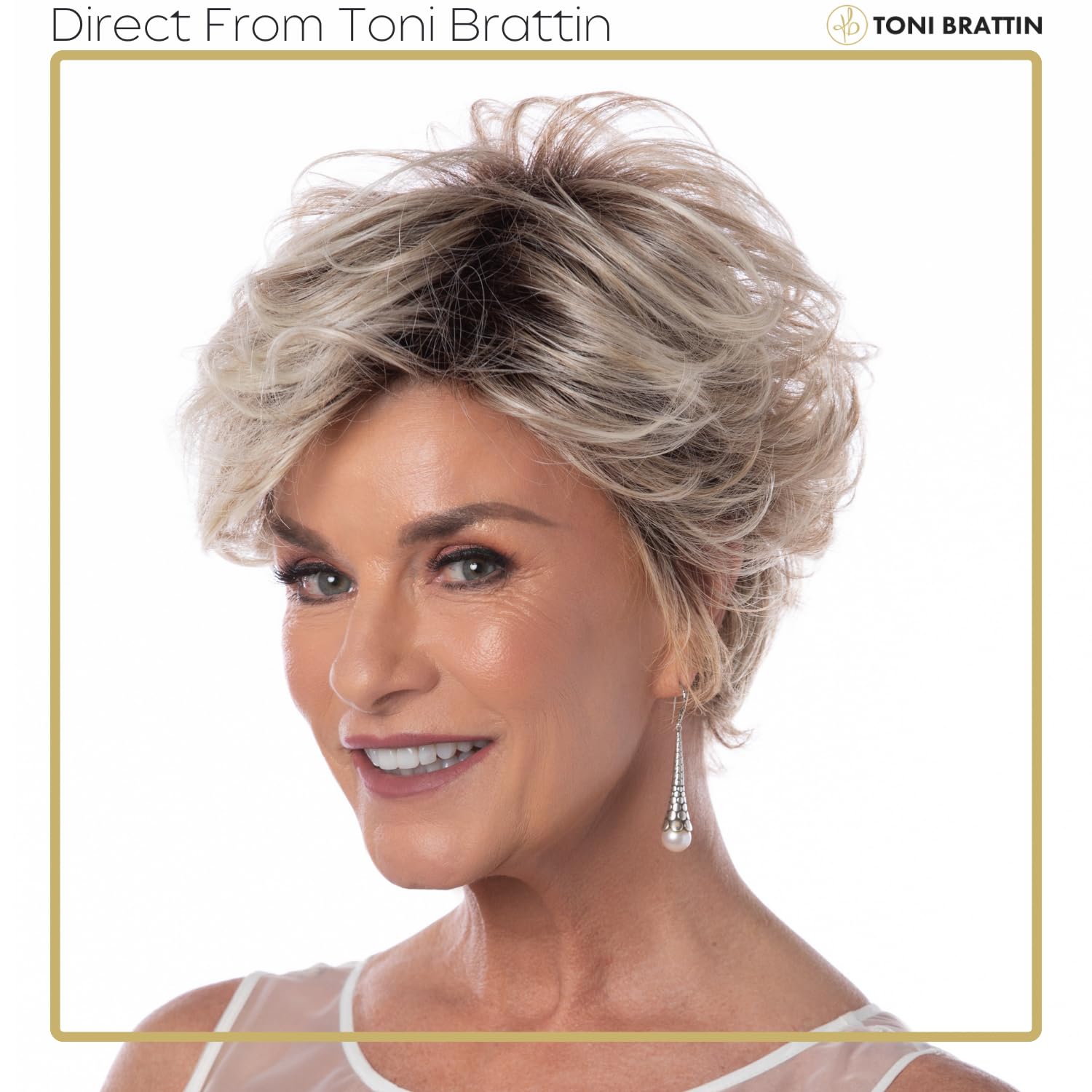 Toni Brattin Salon Select Wig - Short Cut with Curled Layers & Collar-Length Texturing - Heat-Friendly Fiber Looks & Feels like Natural Hair - Adjustable & Comfortable (Black, Regular)