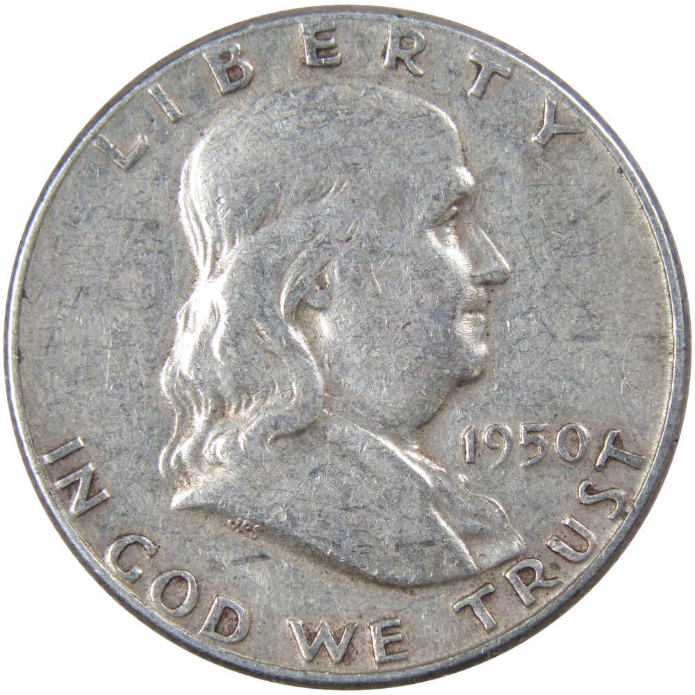 1950 Franklin Half Dollar AG About Good 90% Silver 50c US Coin Collectible Thumbnail