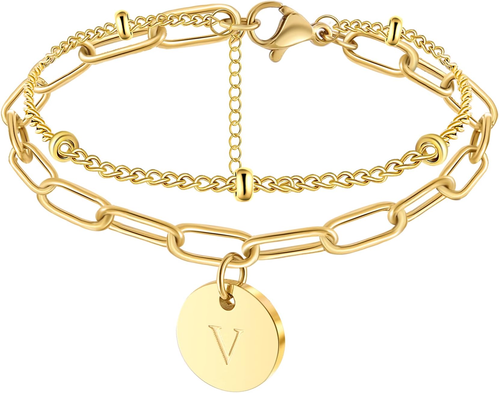 JoycuFFGold Initial Bracelets for Women Cute Jewelry Gifts for Women Friends Mom Auntie Her Bithday Chistmas Gifts