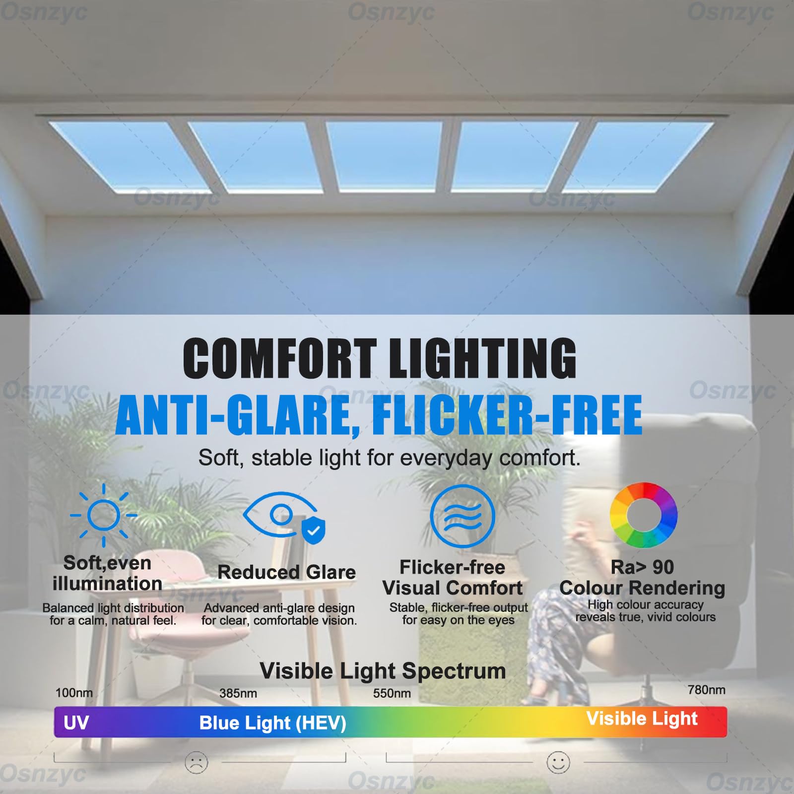 Inteligentna Lampa Sufitowa „blue Sky Light” I Funkcją Symulacji Promieniowania Słonecznego Dostosowaną Do Rytmu Biologicznego, Sztuczne światło Dzienne Do Salonu, łazienki Embedded-32cm*122cm