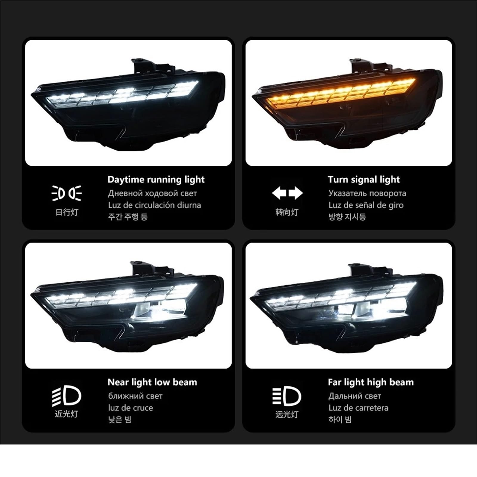 Faro Anteriore per Audi A3 2017-2020 Faro Anteriore DRL Lente proiettore Accessori automobilistici Luci per Auto Gruppo Faro Auto (Guida a Sinistra)