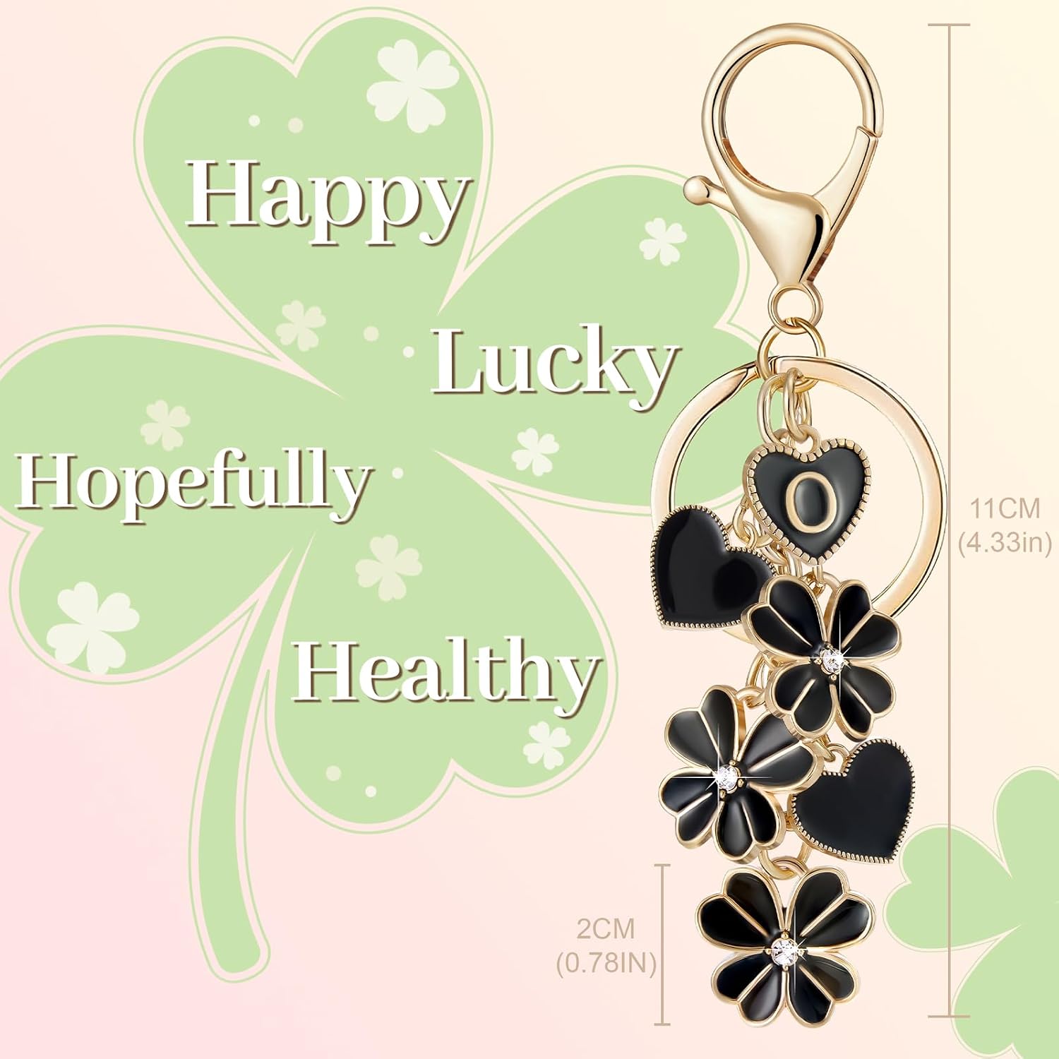 Initial Letter Keychain for Valentine's Day Women Gilrs Four Leaf Clover Flower Keyring for Backpack Charms Handbag image 3