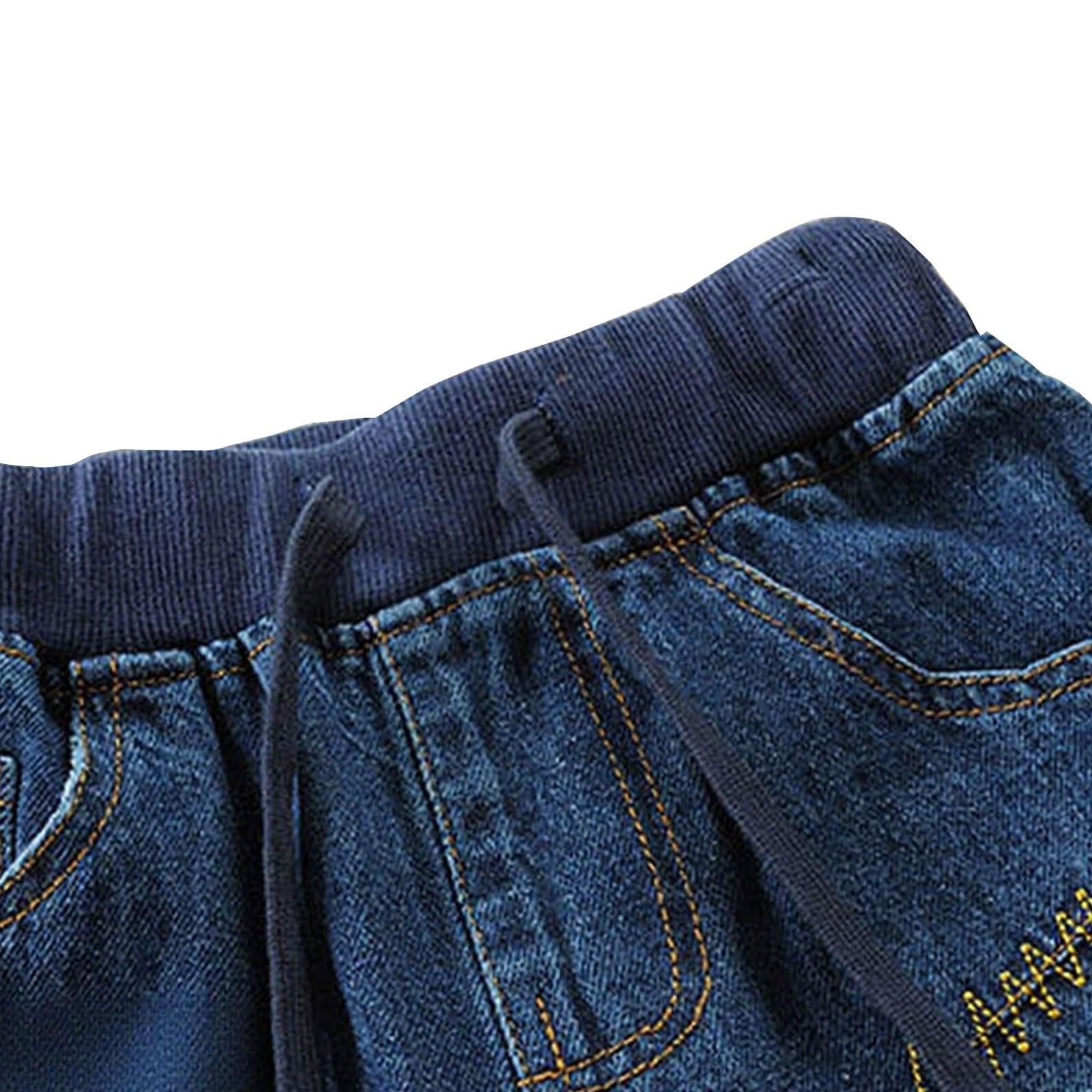 Genérico Pantalones Chandal Niño Pantalones Vaqueros Rectos Lavados de Cintura Media con Elástico para Niño Pequeño y