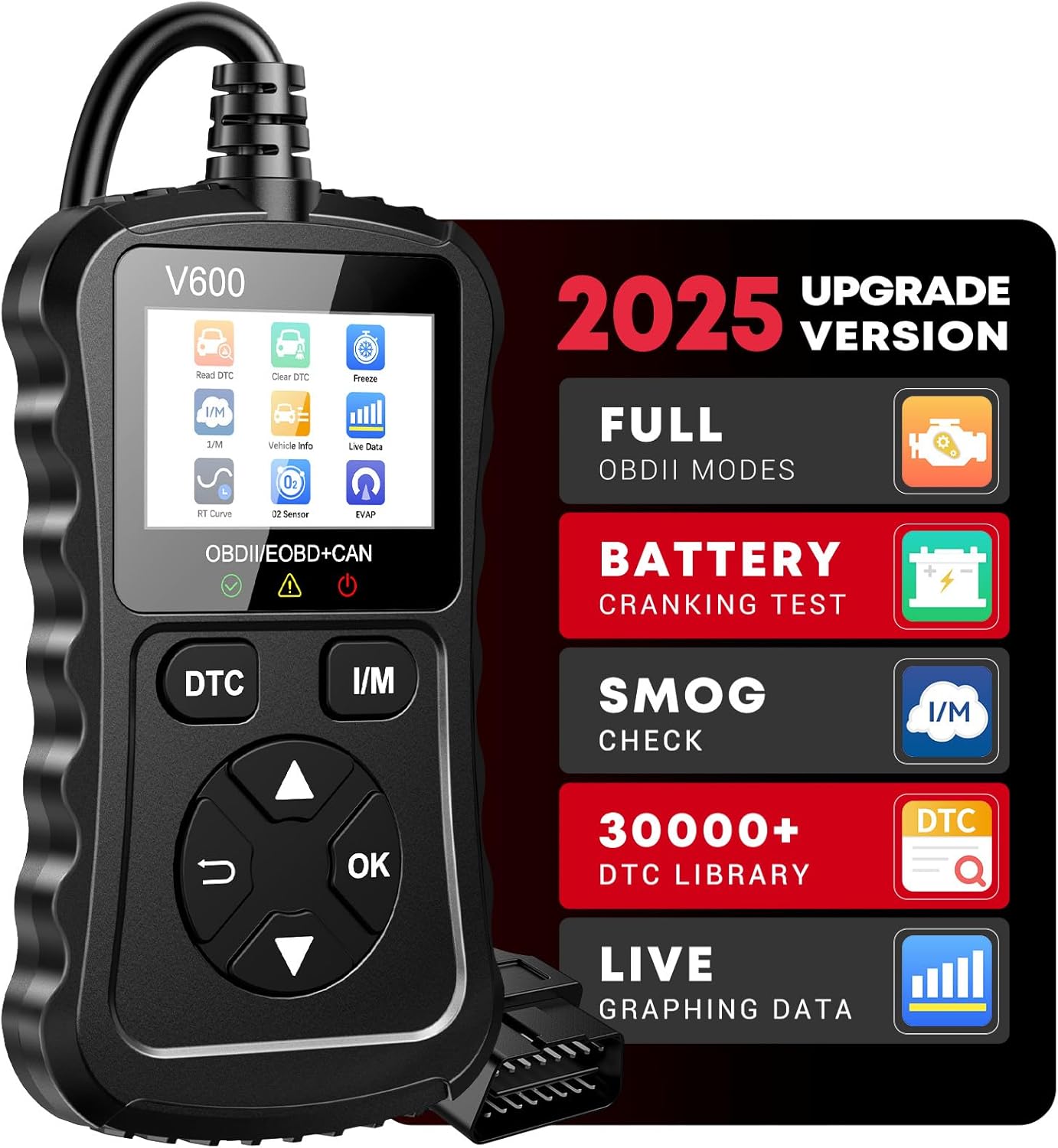 OBD2 Scanner Car Code Reader Support Voltage Test Plug