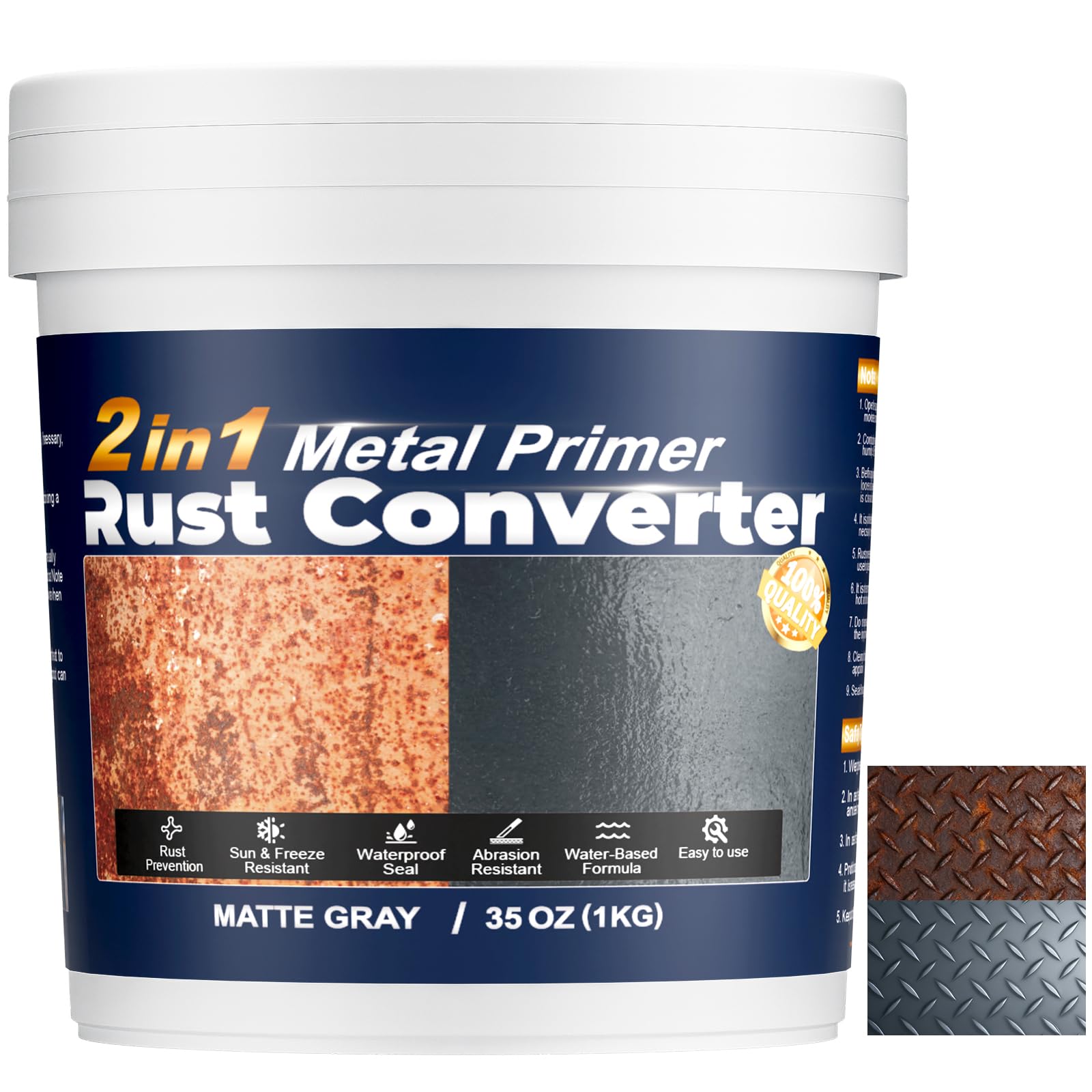 Photo 1 of xiufudaw Gray Rust Converter for Metal, 2 in 1 Rust Converter and Metal Primer - Long-lasting Anti-Rust Coating for Interior and Outdoor Use on Iron Gates, Fences, Furniture Metal Protection, 35 oz