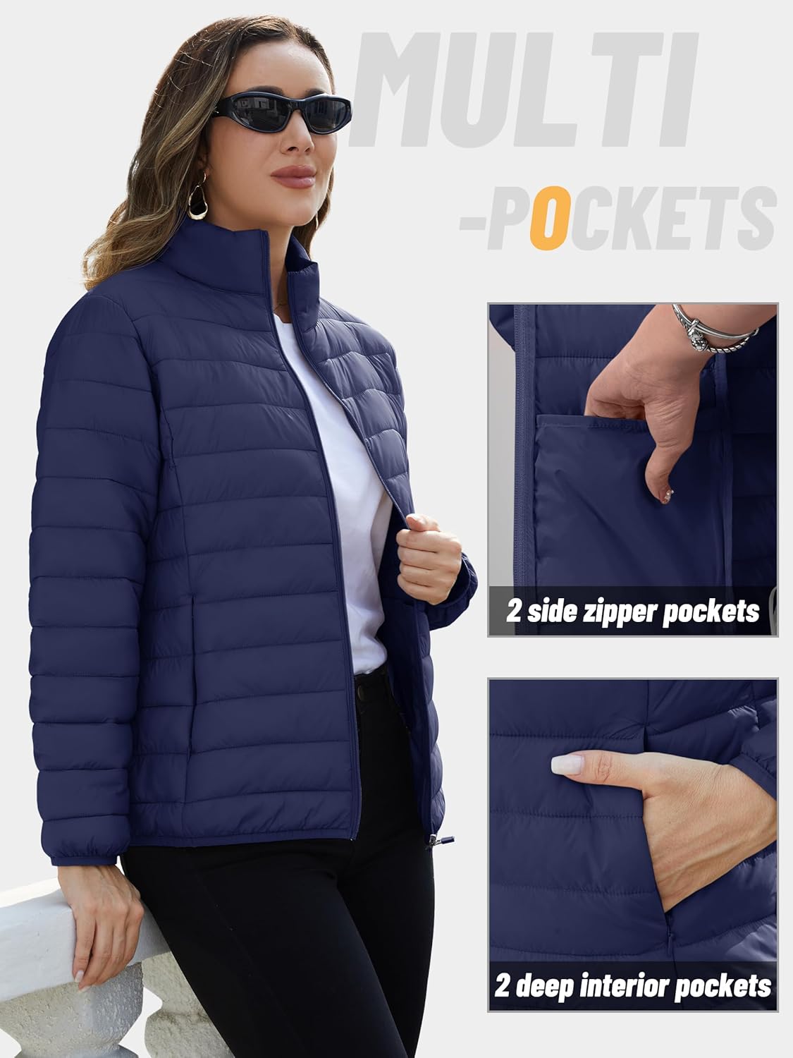 TACVASEN Women's Puffer Jackets Quilted Packable Puffy Coats Lightweight Winter Warm Zip Up Down Jacket Stand Collar - Image 6