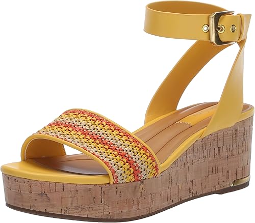 Franco Sarto Womens Presley Platform Wedge Sandal Yellow Orange Multi 6 M