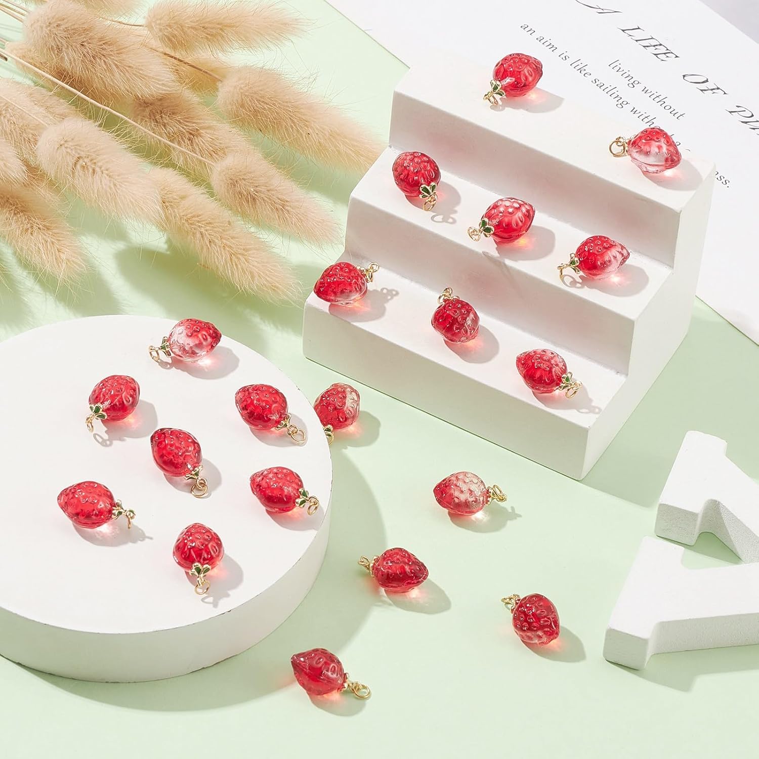 Ipotkitt 20 Pcs Red Handmade Lampwork Glass Strawberry Charms Crystal Fruit Charms Cute Strawberry Bead Dangle Charms for DIY Jewelry Making Crafts - Image 4