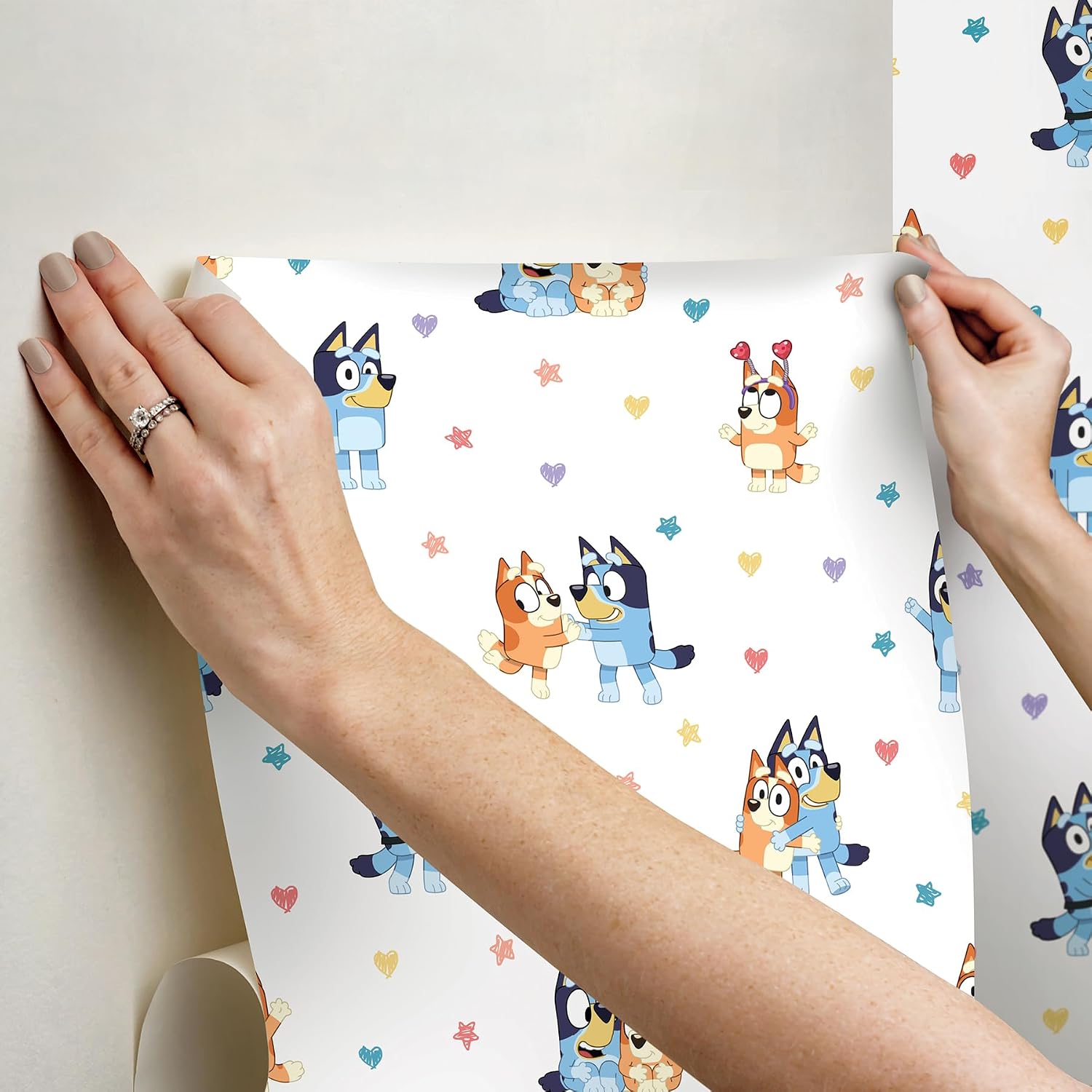 Bluey and Bingo Hearts Multicolor Peel and Stick Wallpaper, RMWS1307