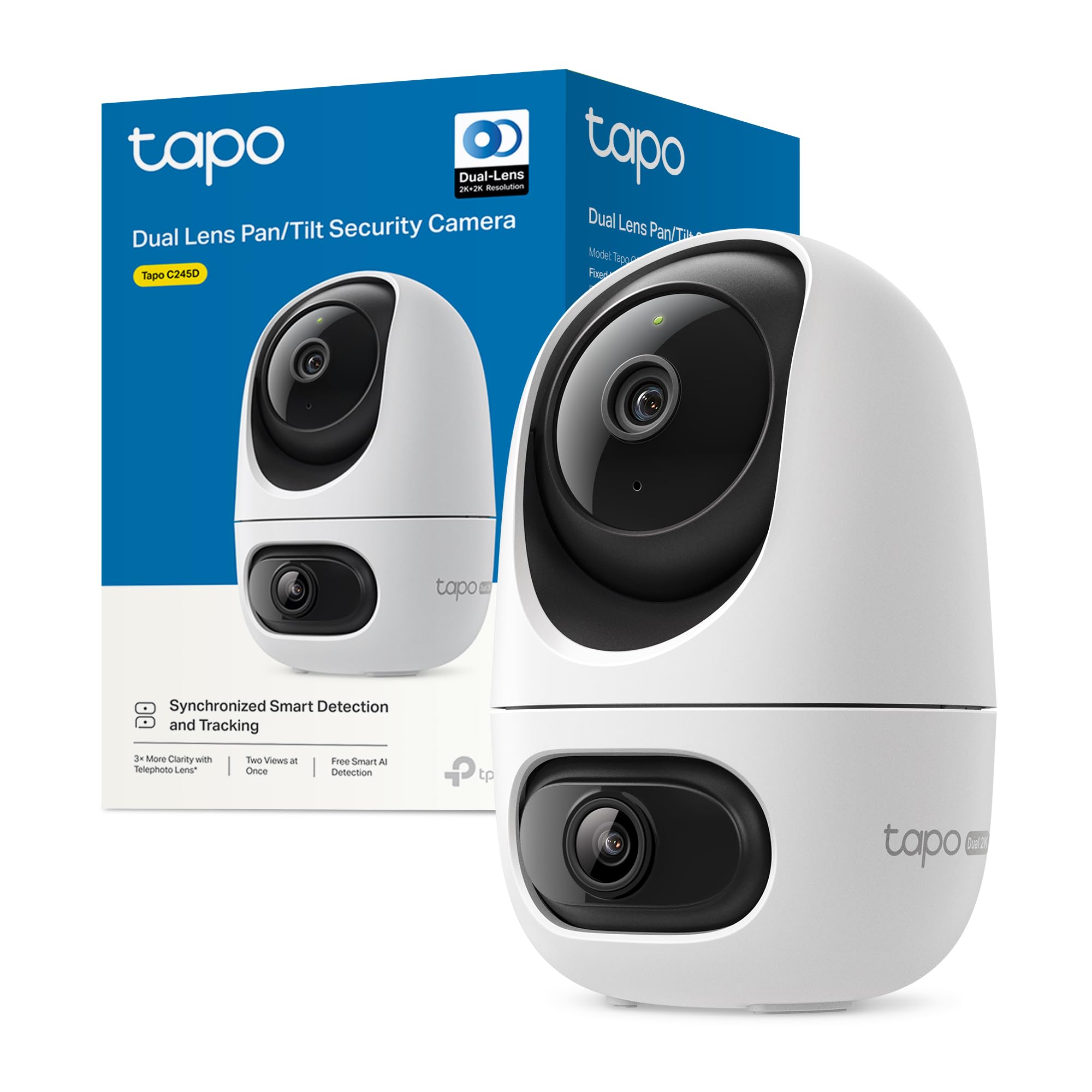 Caméra intérieure double objectif Tapo C245D avec détection IA et vision 12m