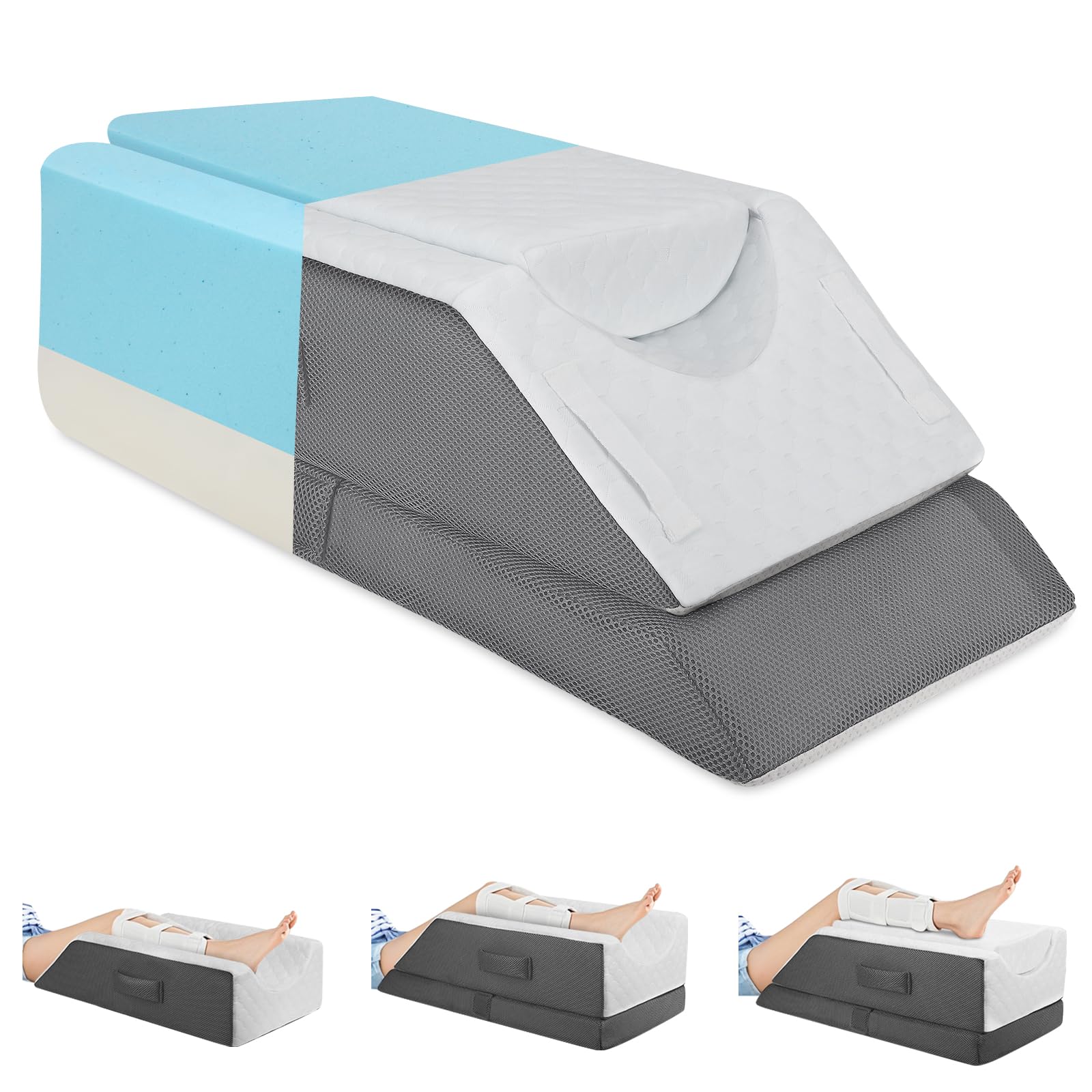 Ergonomisches Höhenverstellbare Venenkissen, Beinhochlagerungskissen mit Memory-Schaumstoff, Lymphkissen und Keilkissen zum Beine hochlagern für nach Operationen, Verletzungen oder zum Ausruhen