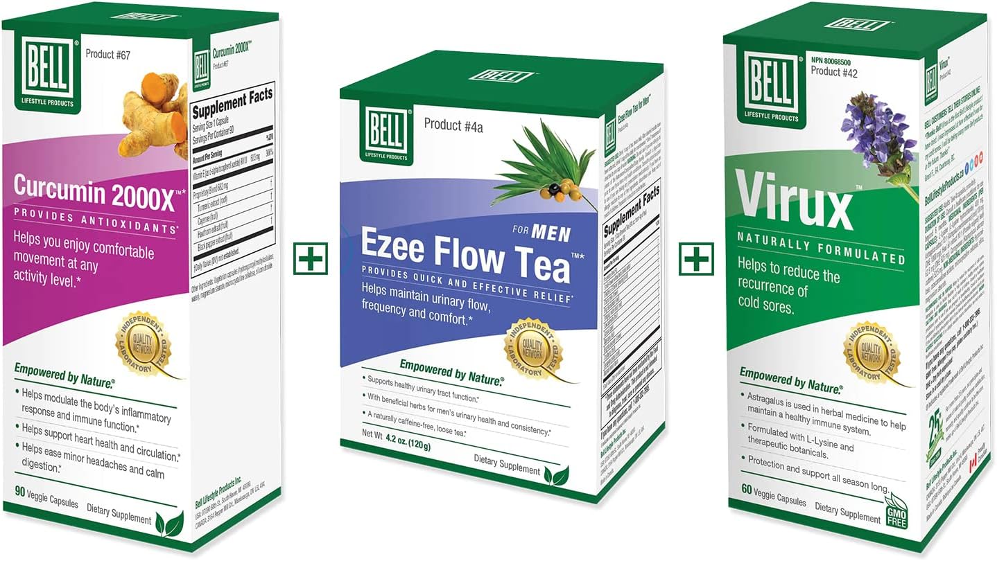 Bell Bundle Virux, Turmeric Curcumin & Tea for Men 25