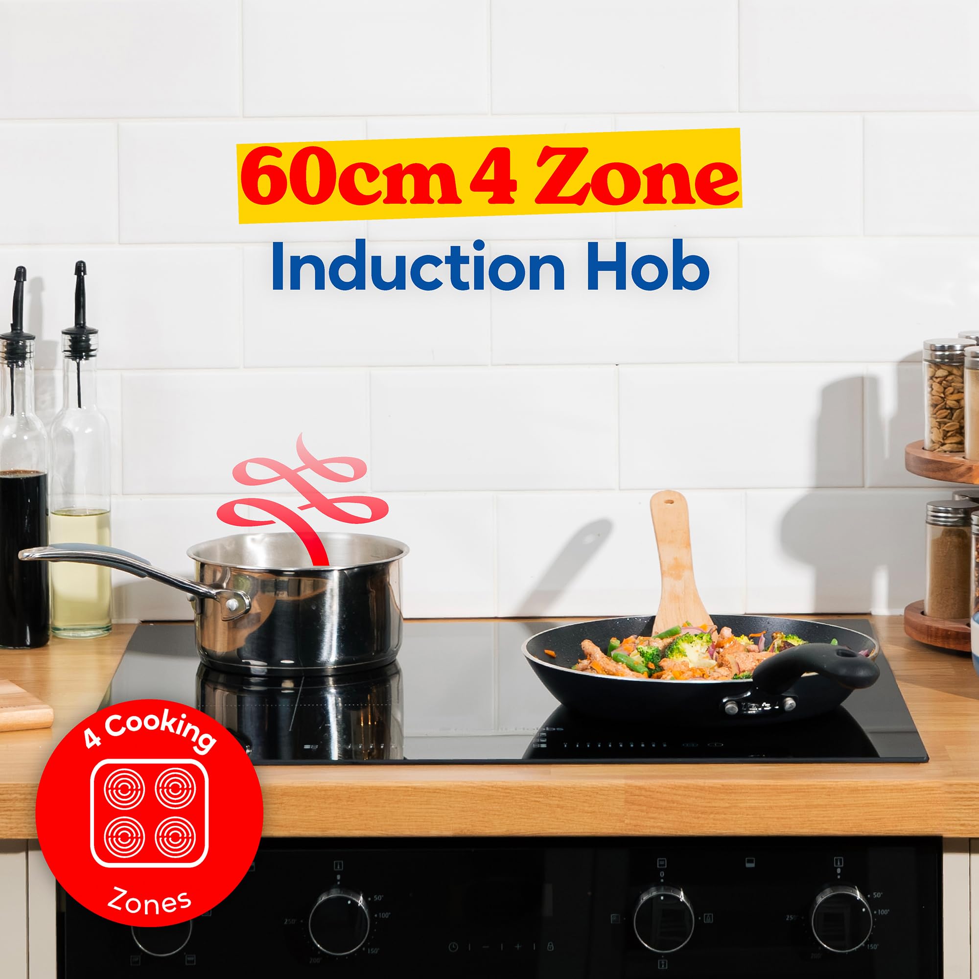 Russell Hobbs, Black, 60cm Induction Hob with Dual Flex Bridge, Multi-Slider Touch Control, 99 Minute Timer, 9-Stage Power Settings, Boost function, Pan Sensor - 3