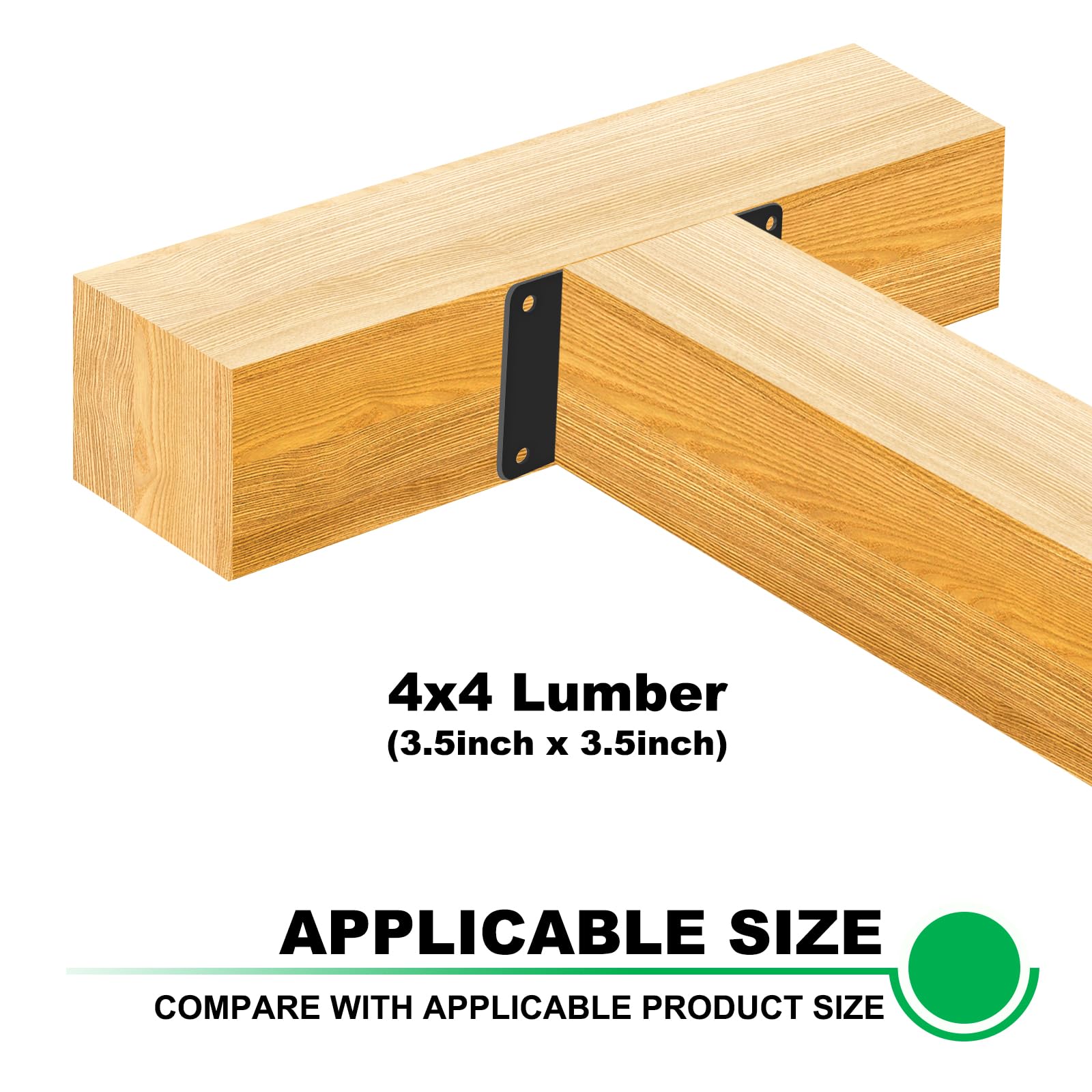 4 soportes de poste de 3.5 x 6.5 para base de anclaje de poste de madera de 4 x 4, placa de acero con agujeros para conector de junta de madera, color negro