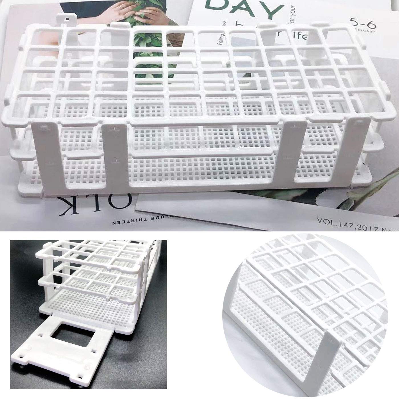 Snapklik.com : Luckkyme Plastic Test Tube Rack 2 Pack White 40 Holes ...