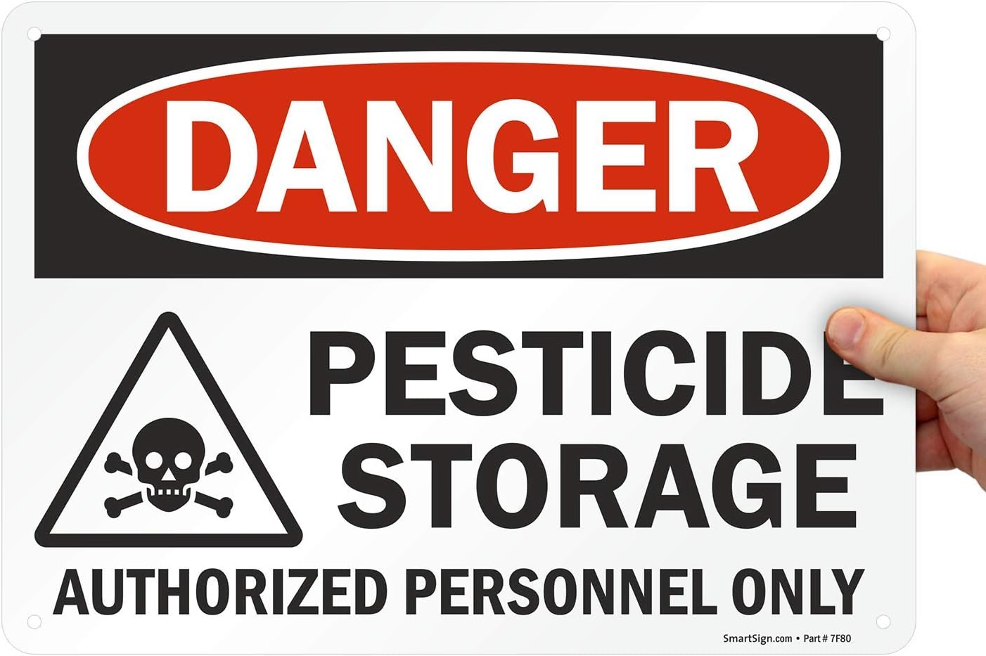 SmartSign "Danger - Pesticide Storage, Authorized Personnel Only" Sign | 10" x 14" Aluminum