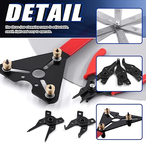 Miniatura 4 de Glarks 3 piezas de herramientas de sujeción de embrague de CA ajustable y alicates de anillo de presión 4 en 1 con kit surtido de calibradores