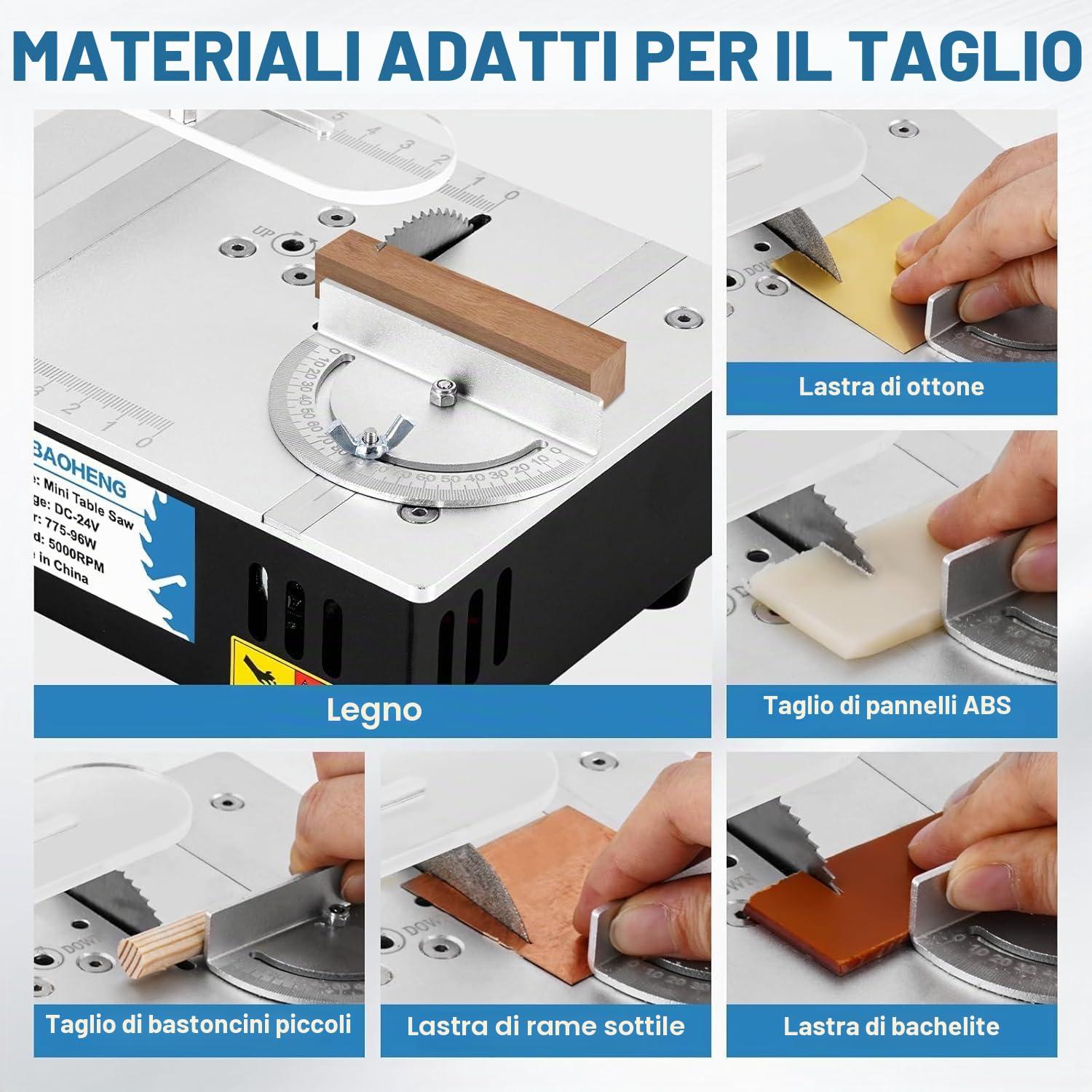 Mini Sega Circolare Da Tavolo, 5000Rpm 7 Velocità Regolabili Mini Sega Da Tavolo Banco Seghe Circolare Per Legno, Sega Da Taglio Di Precisione Portatile Multifunzionale Per Legno, Modellismo