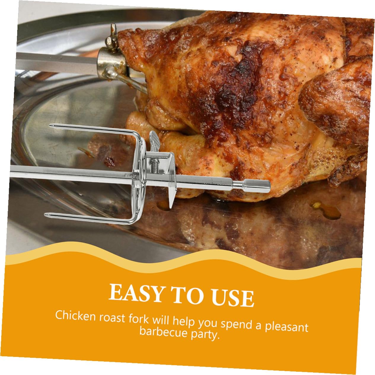 2 Stück Drehbare Bratgabeln aus Edelstahl für Hähnchen und Pute | Backofen und Braten, Silberfarbener Edelstahl, Gleichmäßige Hitze, Leichte Reinigung