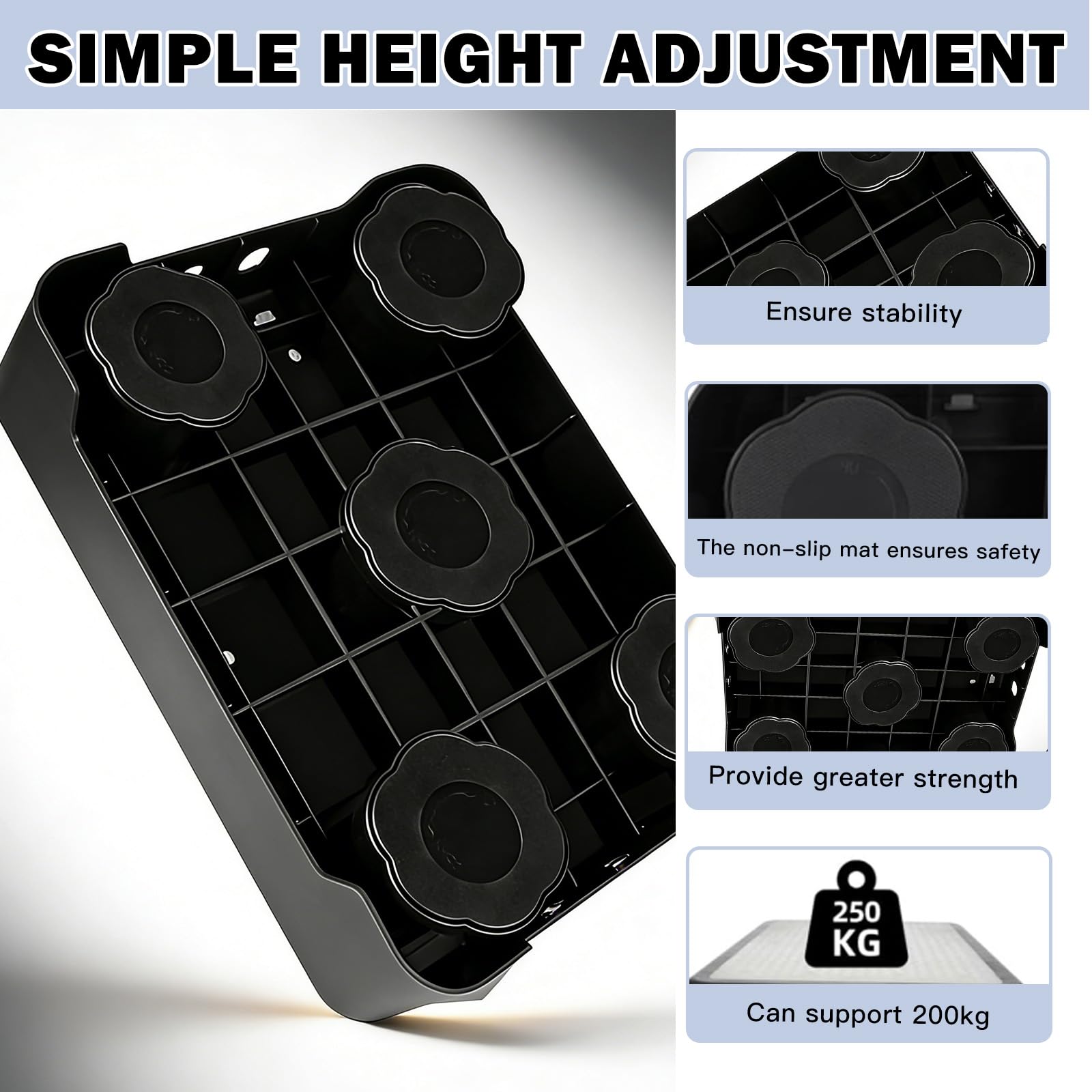 Antideslizante semiescalón escalón interior exterior 200 kg ayuda ascenso portátil taburete cama escaleras negro luminoso