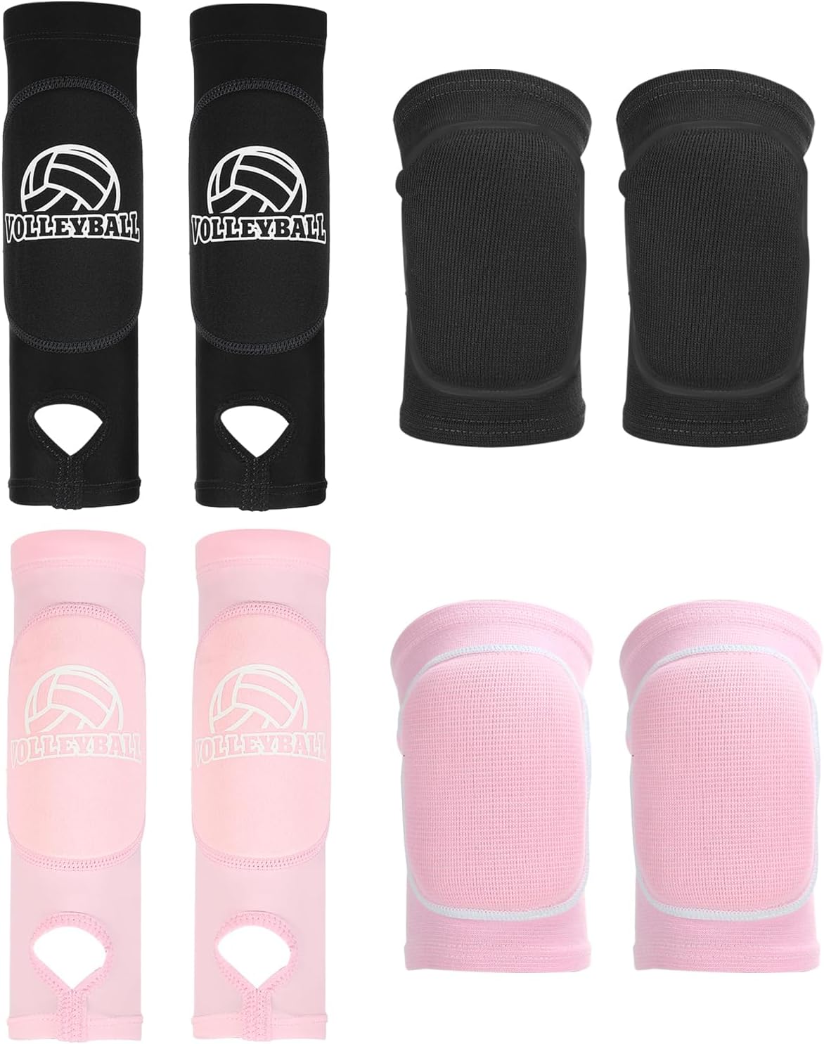 PATIKIL Volleyball Arm Sleeves Knee Pads Set Passing Forearm Knee Sleeve with Protection Pads Thumbhole Volleyball Arm Pad for Teenagers Men Women