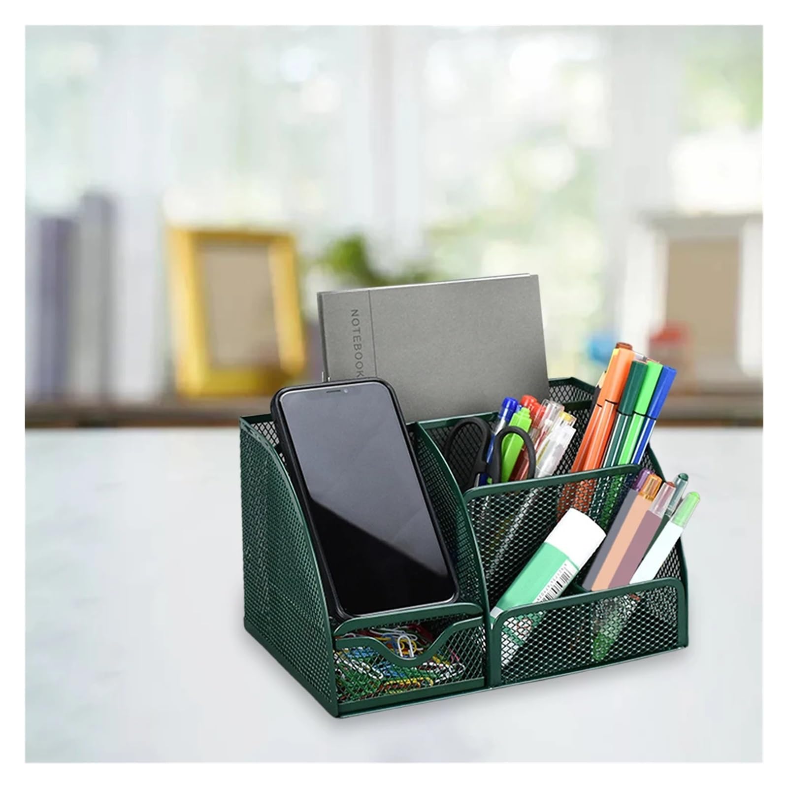 Stift Organizer Multifunktionaler Stifthalter aus Netzgewebe, 4/6 Fächer, mit Schublade, Bleistift-Schreibtisch-Organizer, for Schule und Zuhause, Stiftehalter aus Netzgewebe, Schreibtisch-Organizer F