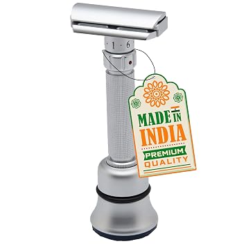Pearl Flexi Adjustable Safety Razor Version V12 - Reusable Metal Razor made of 100% Brass | Eco Friendly Double Edge Razor for Men | Men's Shaving Razor for best Father's Day Gift