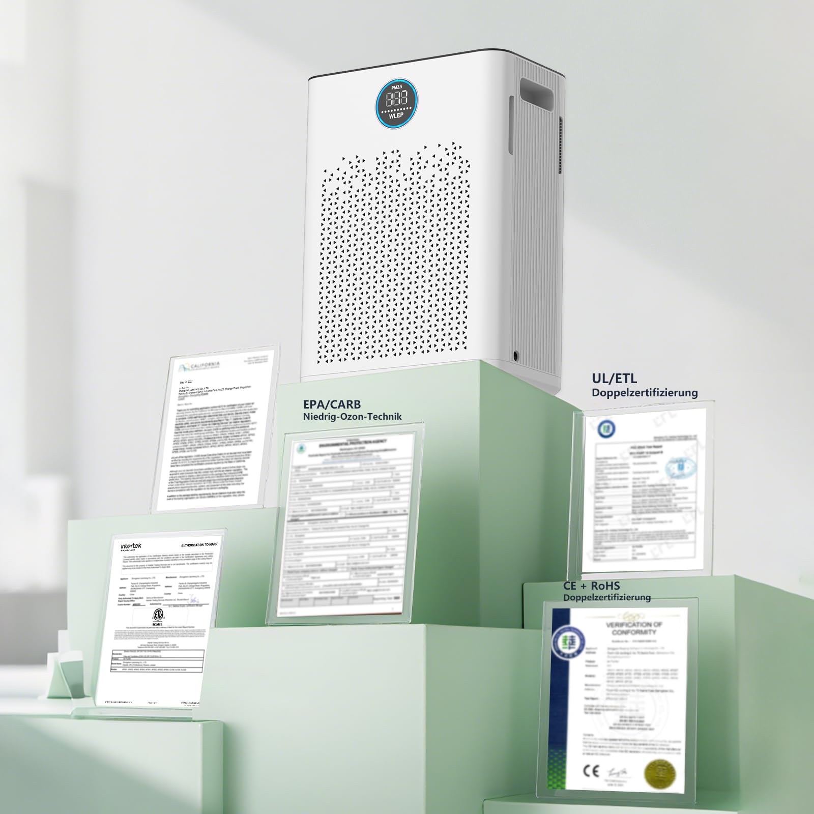 Luftreiniger mit App & Alexa, H14 HEPA Aktivkohlefilter, Smart Luftreiniger für Allergiker, gegen Pollen, Staub, Tierhaare & Gerüche, leiser Schlafmodus, Auto-Modus für Schlafzimmer & Wohnung