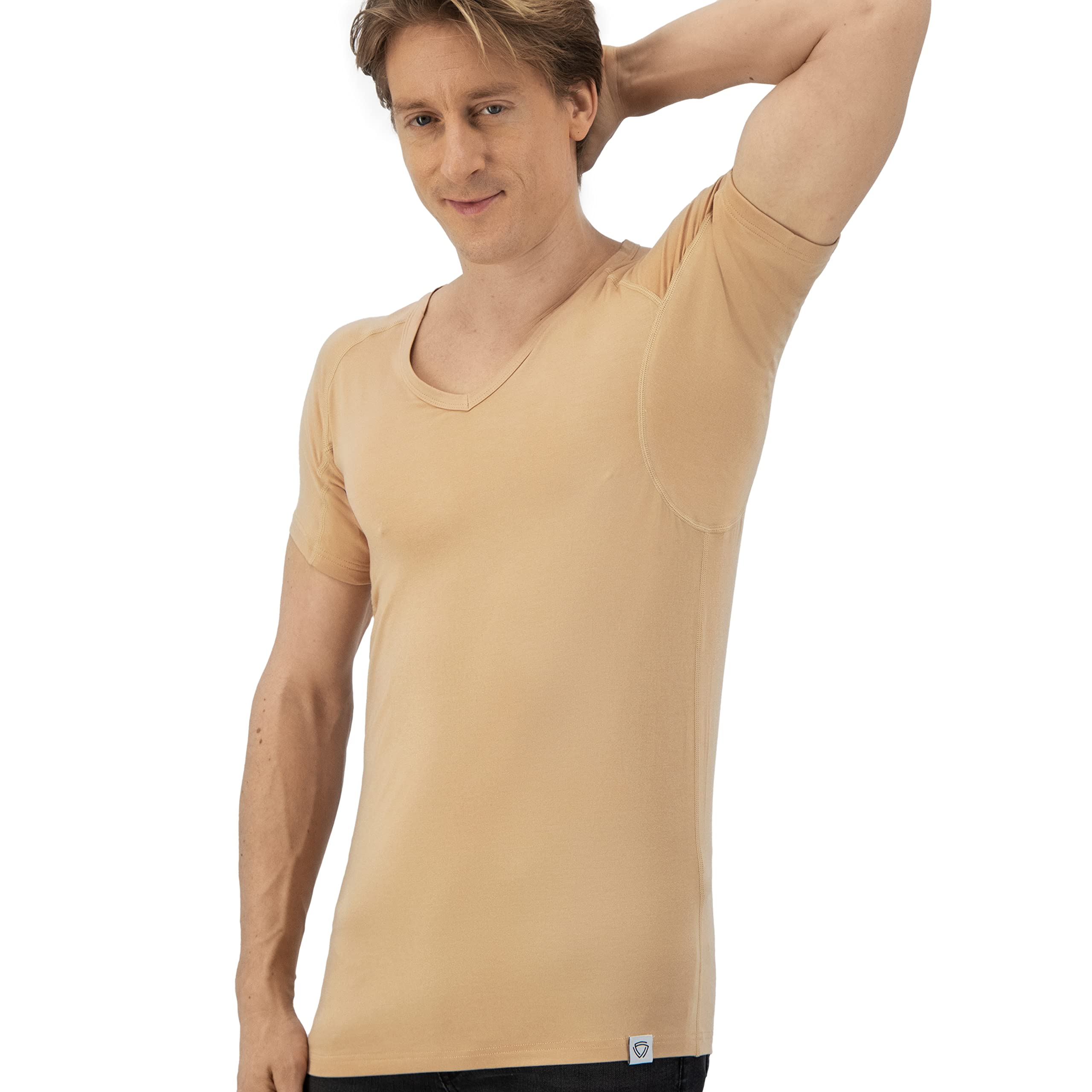 Chemise Anti-Transpiration - T-Shirt Anti-Taches de Transpiration - Maillot de Corps Anti-Transpiration - avec ArmPads Pro et Traitement argenté - Homme - Col en V