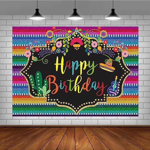 Miniatura 4 de Sendy Telón de fondo de fiesta mexicana de 7 x 5 pies, fiesta mexicana, fiesta de cumpleaños, fotografía de fondo, decoraciones coloridas, cartel de