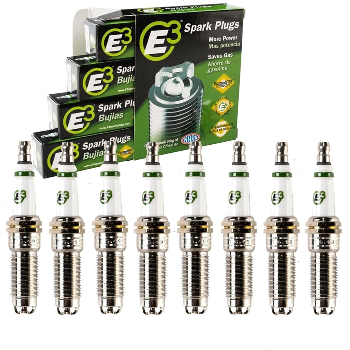 8 pc E3 Spark Plugs compatible with Chevrolet Silverado 1500 5.3L 6.2L V8 2014-2021