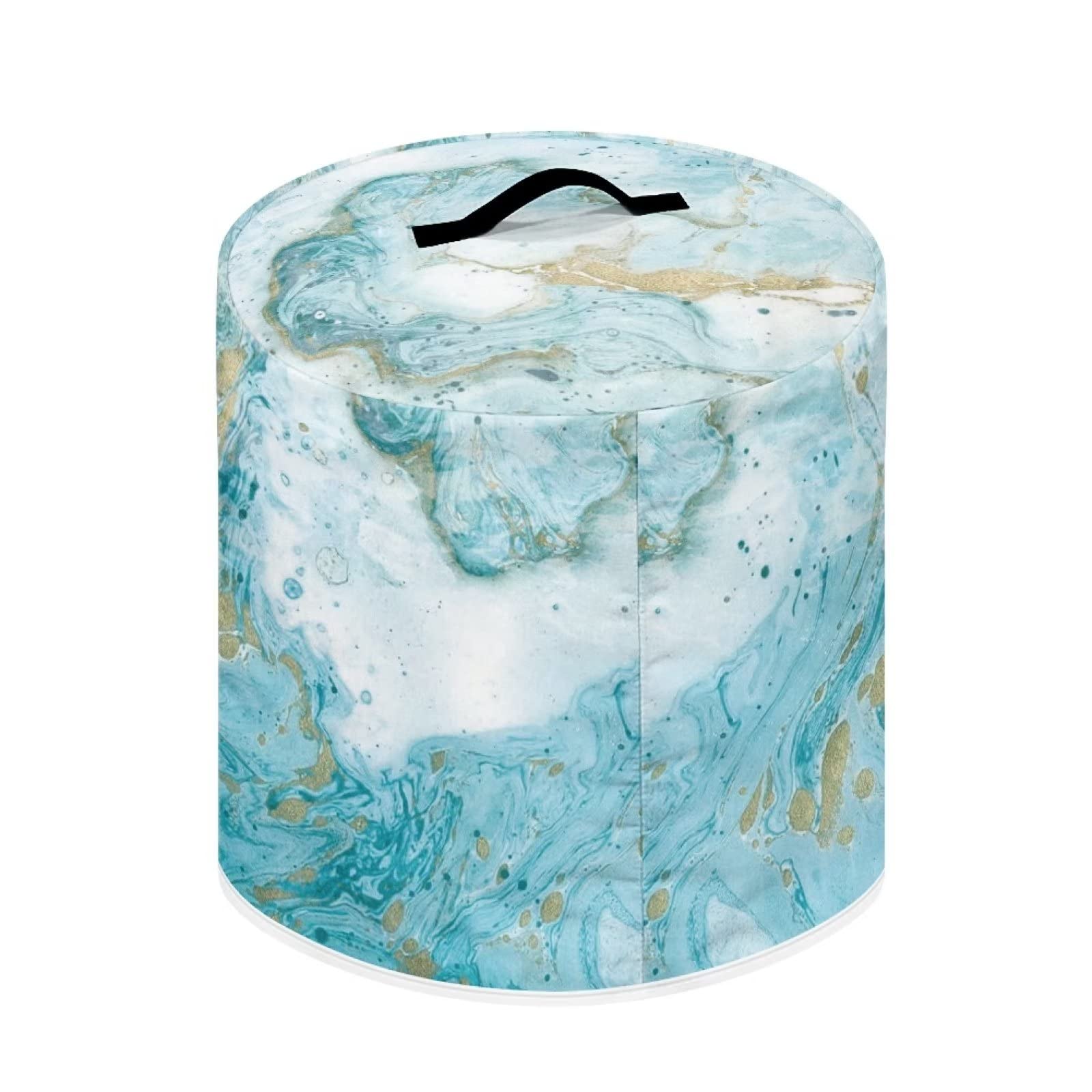 NETILGEN Dust Cover for Kitchen Accessories, for 6 Quart Pressure Cooker Air Fryer Rice Cooker Kitchen Appliance Dust Covers with Storage Pockets Dust-proof Washable, Sky Blue Marble