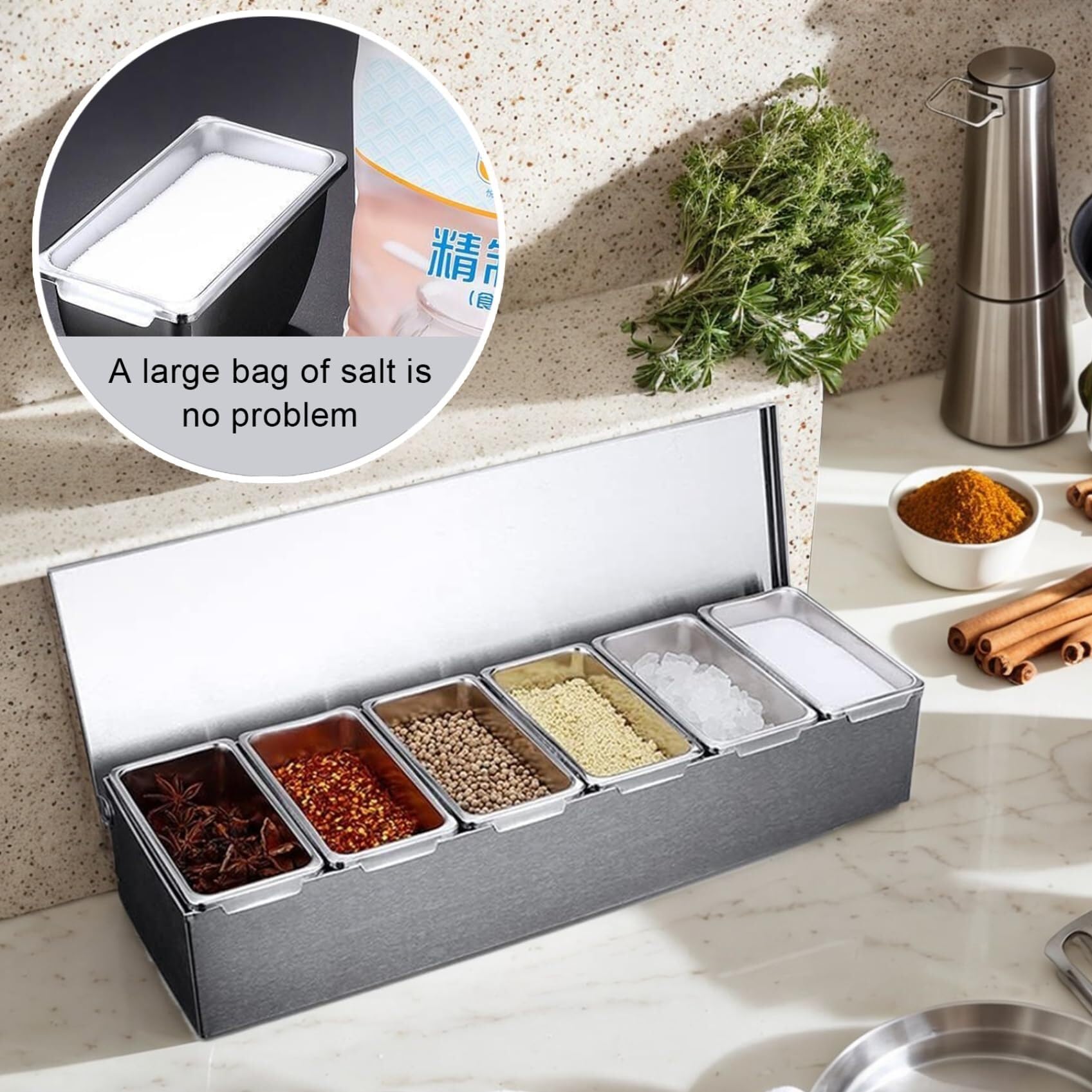 Organizador de condimentos con tapas, contenedor desmontable para servir en el hogar, restaurante, bares, fiestas, reuniones