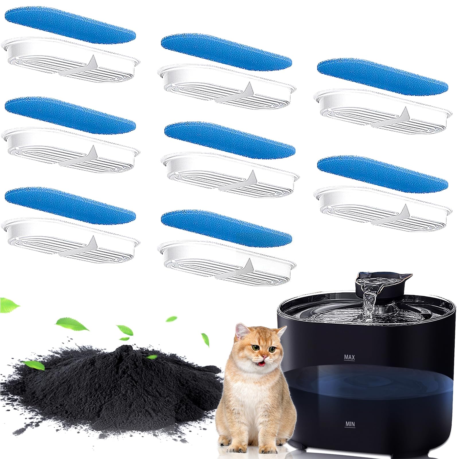 Yoawllty 8PCS Cat Water Fountain Filters, Cat Fountain Filter Replacement, Pet Fountain Activated Carbon Replaced Filter