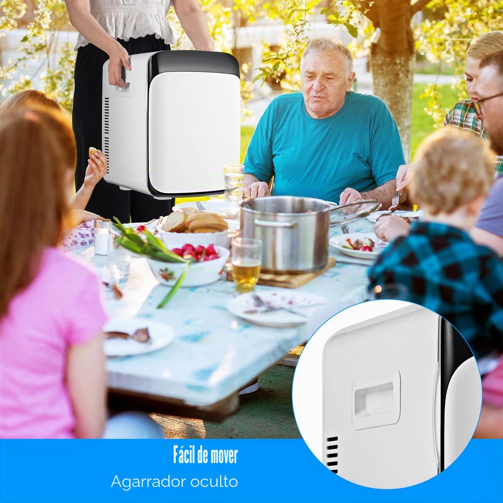 RELAX4LIFE Mini Nevera 15L Portátil -3 ℃ ~ 50 ℃ para Uso Doméstico Automóvil, Mini Nevera Nevera 1 Puerta con Enfriamiento Calefacción para Todas las Estaciones, Blanco