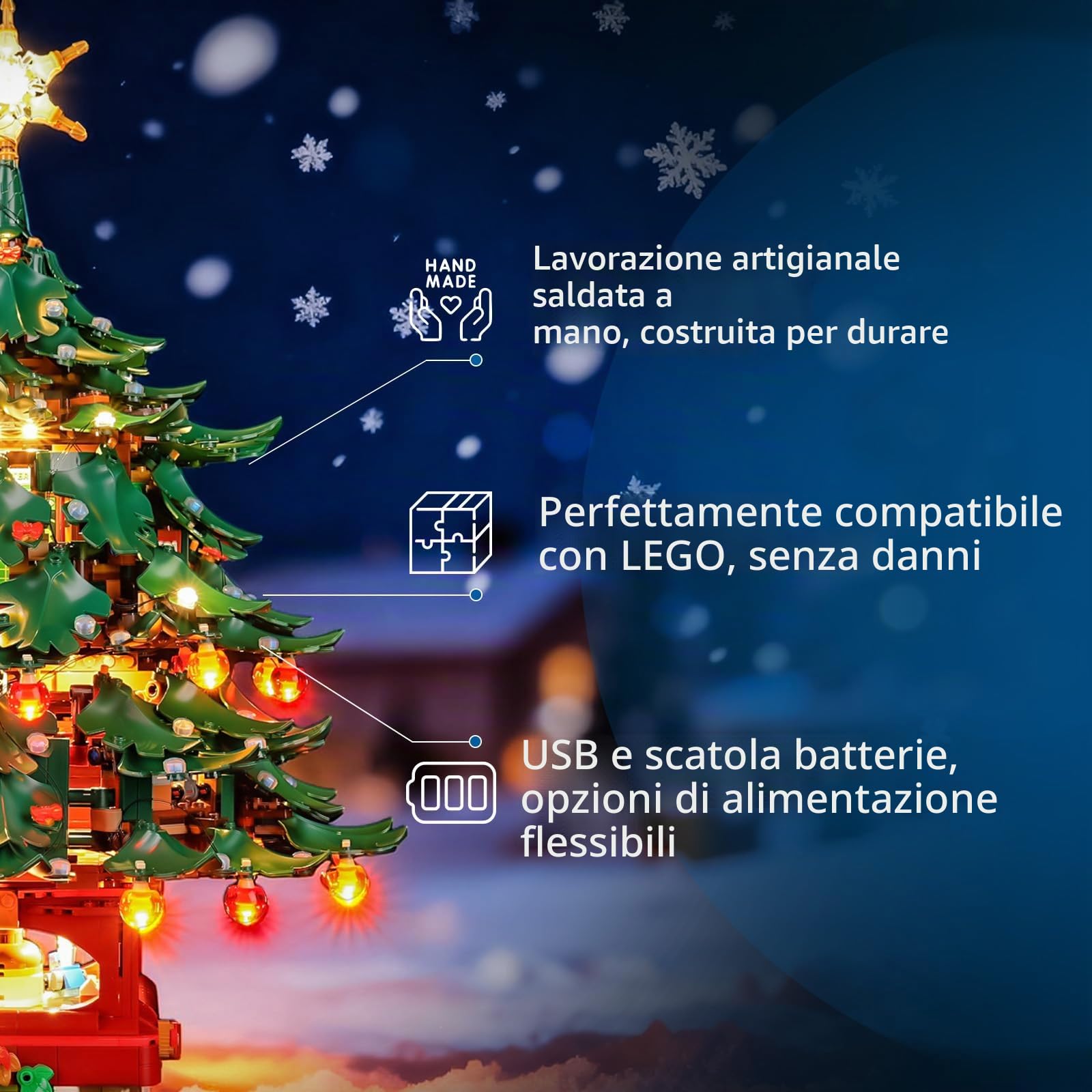 YEABRICKS Luce LED per Lego-41843 Famiglia di Natale Albero di Natale Decorazione Modello Blocchi di Costruzione (Set di Costruzione NON Incluso)