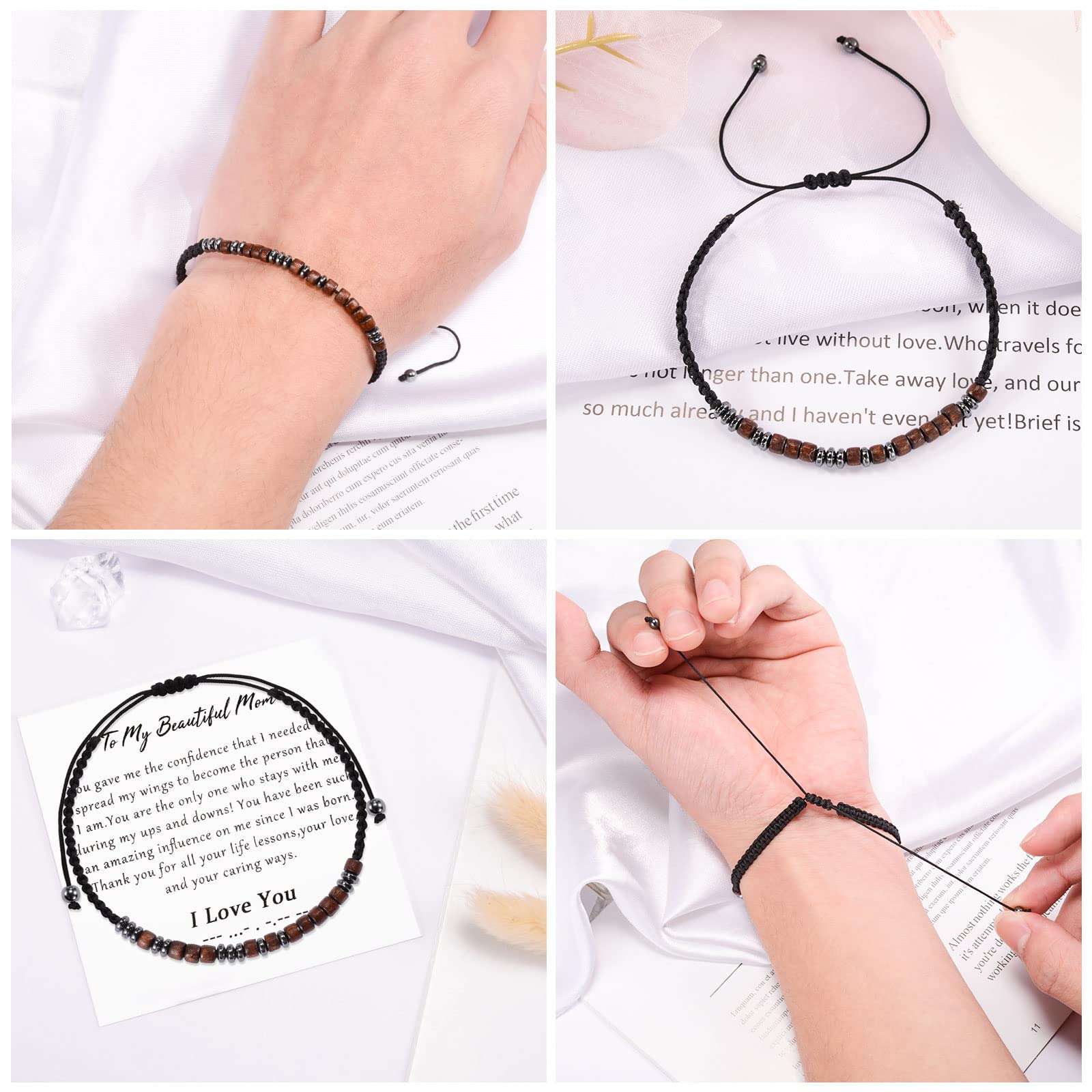 VU100 Bracciale Codice Morse Per Uomini Donne, Ti Amo Bracciale Regolabile Compleanno Regalo Di San Valentino Per Fidanzato Fidanzata Mamma Papà