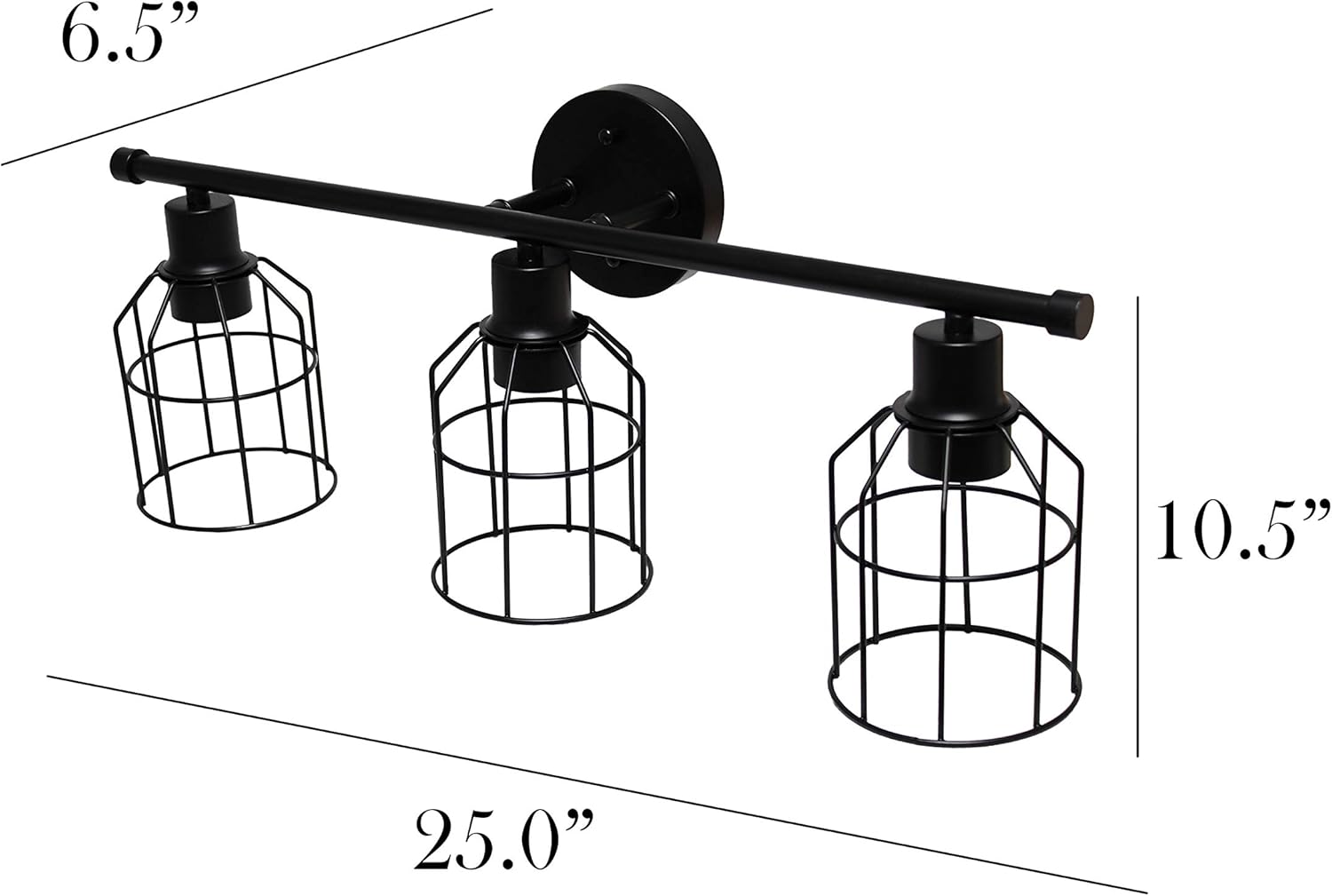 Elegant Designs VT1014-BLK 3 Light Cage Vanity Light, Matte Black