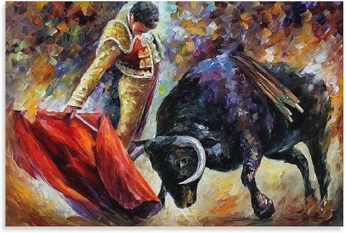 Pintura artística de pared taurina española, decoración del hogar, pintura al óleo sobre lienzo, estética, decoración de pared para oficina en casa
