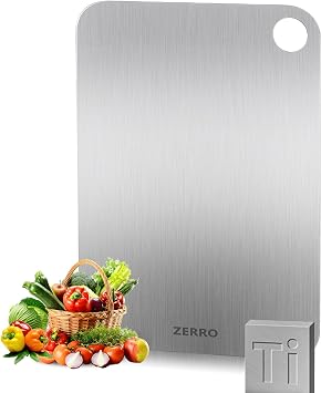 ZERRO Pure Titanium Cutting Boards 11.4"x7.87" | Double Sided, Food Grade, Hygiene & Durability, Titanium Chopping Cutting Board for Meat Veggies Fruits