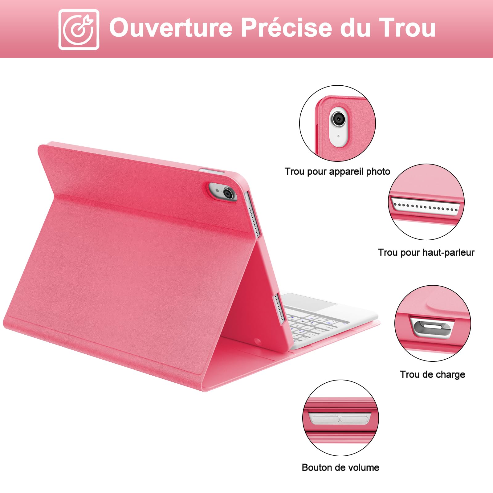 Carcasa para teclado con teclado táctil para iPad A16 11ª generación 2025/10ª generación 2022, funda de teclado Bluetooth desmontable con lápiz para iPad 10/11ª gene, 10,9/11 pulgadas