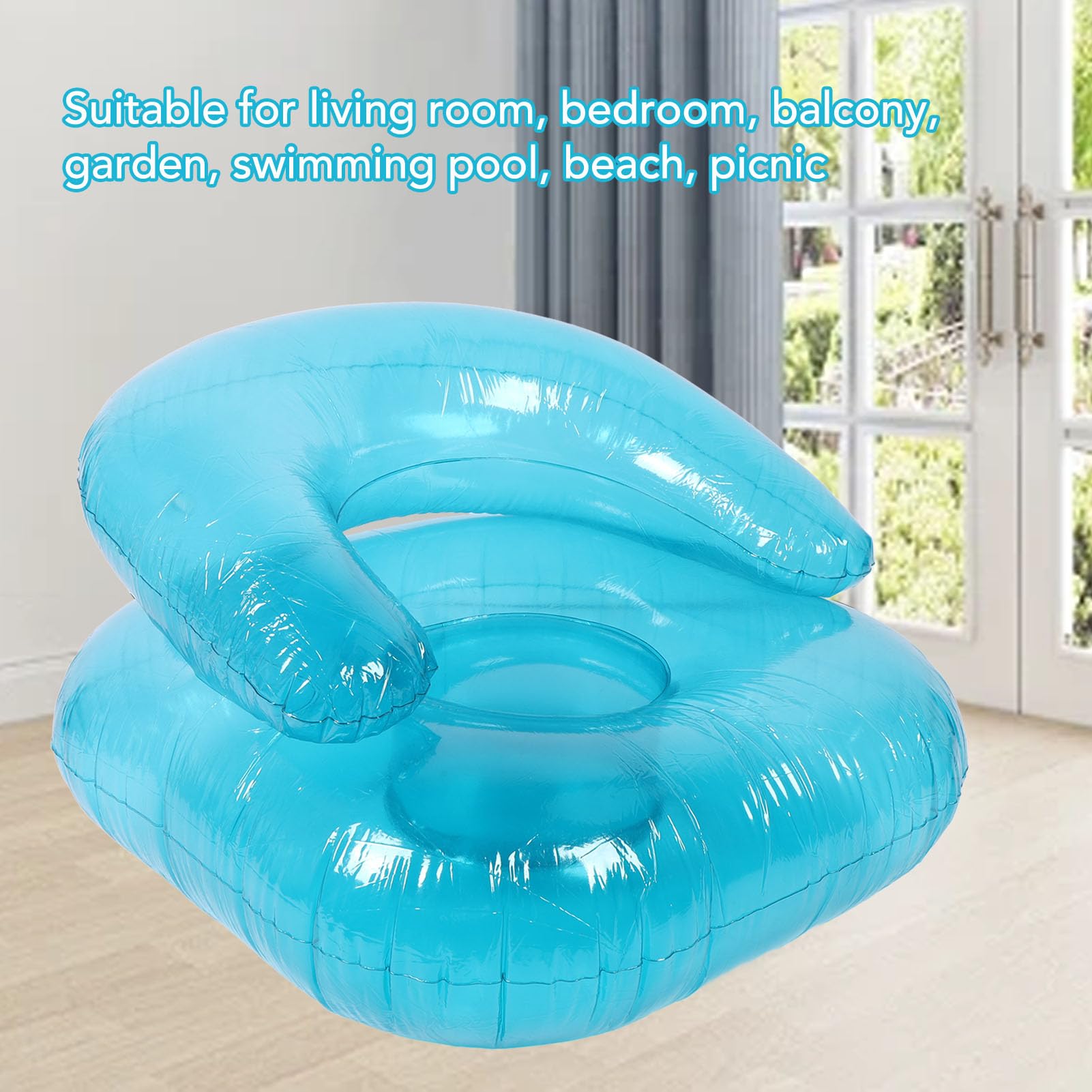 TOPINCN COUCHA Inflable para Adultos, Silla Inflable Transparente de PVC para Uso Interior Al Aire Libre, Silla de Natación de Natación de Natación de Tumbonas Azul