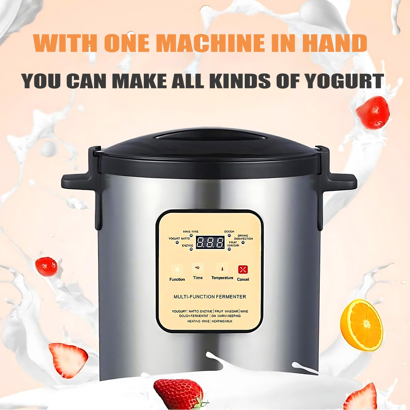 Fermentatore Automatico per Yogurt E Macchina per La Fermentazione del Vino Dolce in Acciaio Inossidabile Fermentatore per Yogurt, Display LCD, A Basso Consumo Energetico per Uso Quotidiano 18L